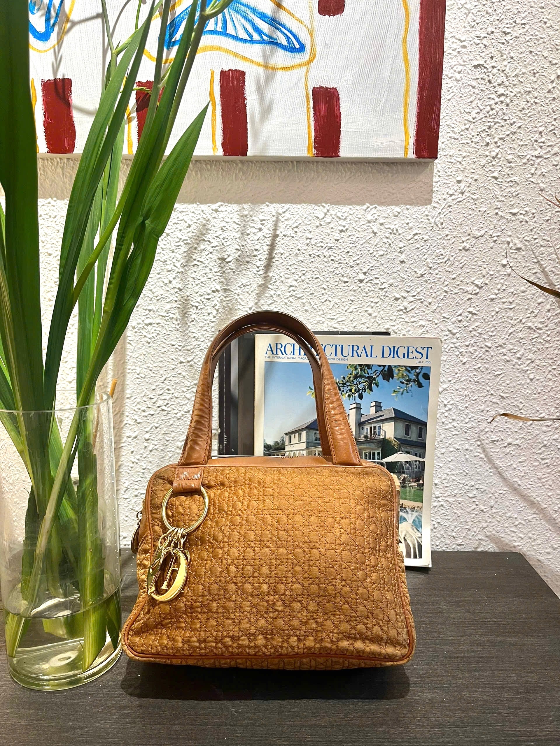 Christian Dior Orange Canvas Tote Bag