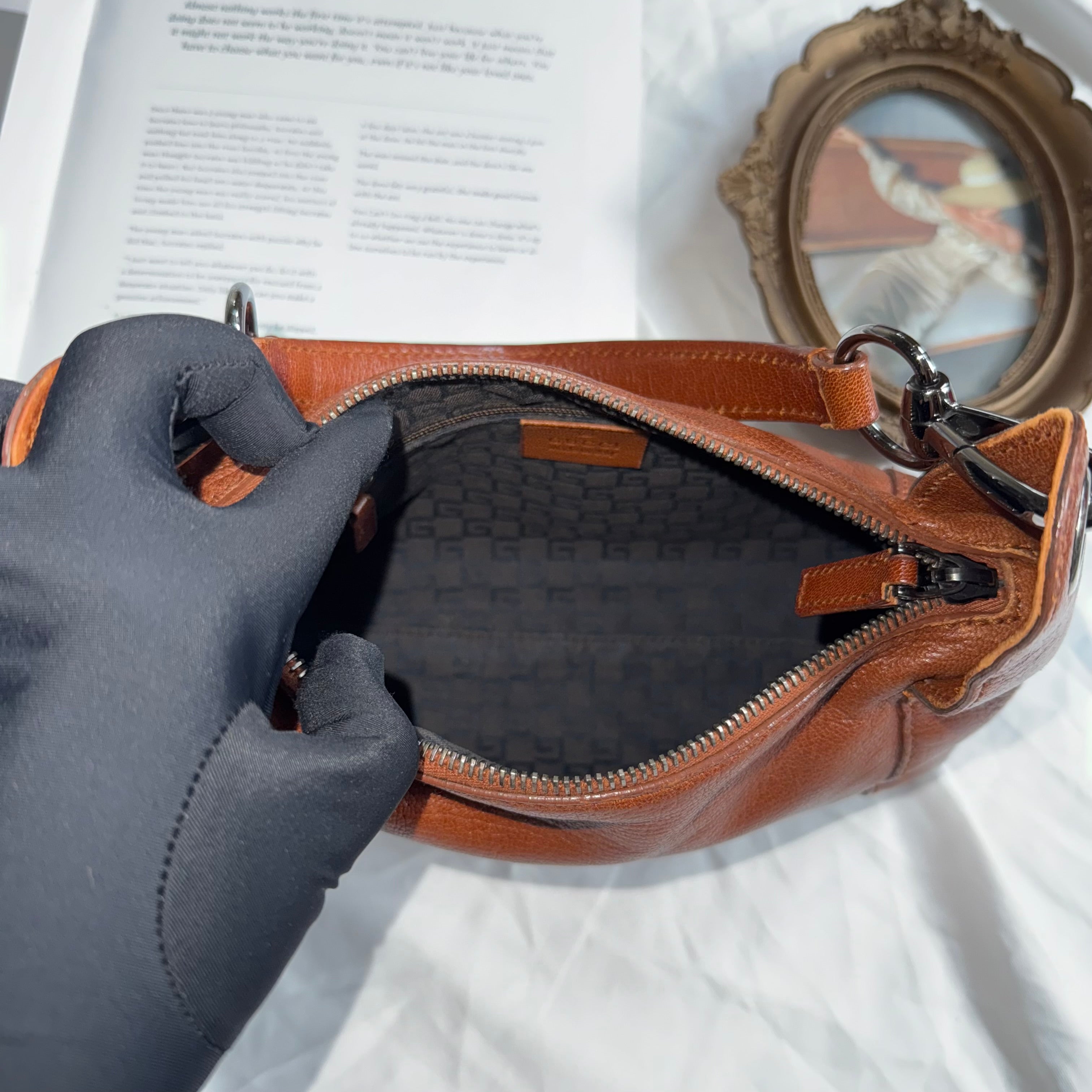 Gucci Vintage Brown Leather Shoulder Bag