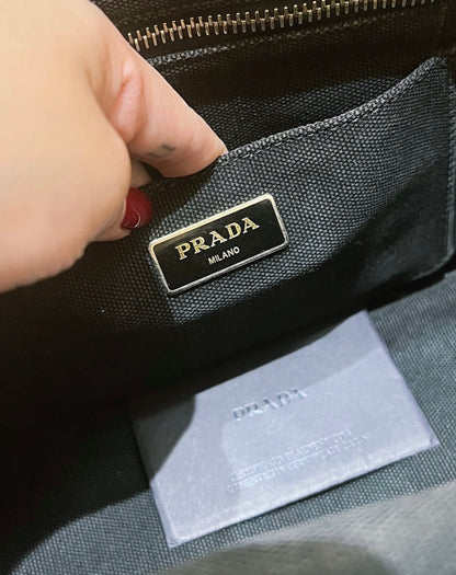 Prada Canapa 2way Tote Bag Shoulder Bag Denim Black