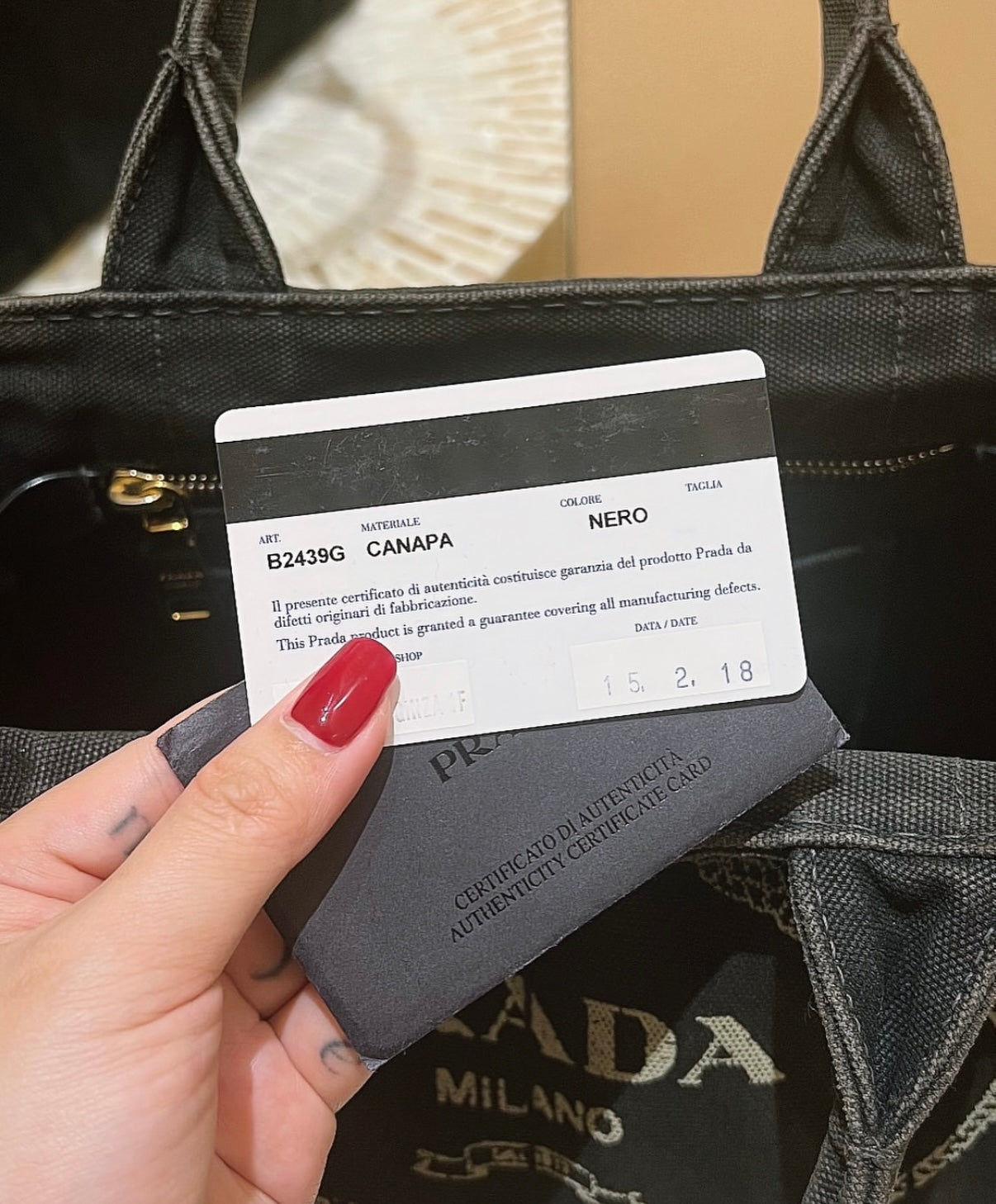 Prada Canapa 2way Tote Bag Shoulder Bag Denim Black