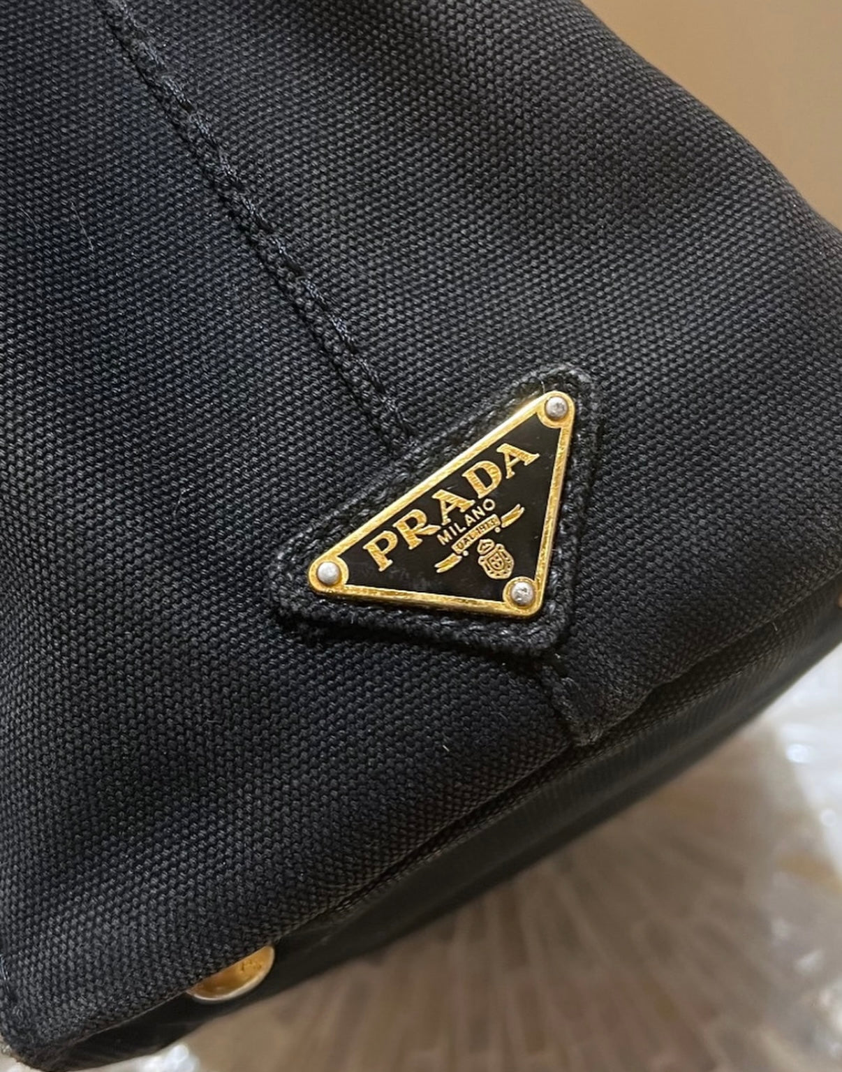 Prada Canapa 2way Tote Bag Shoulder Bag Denim Black