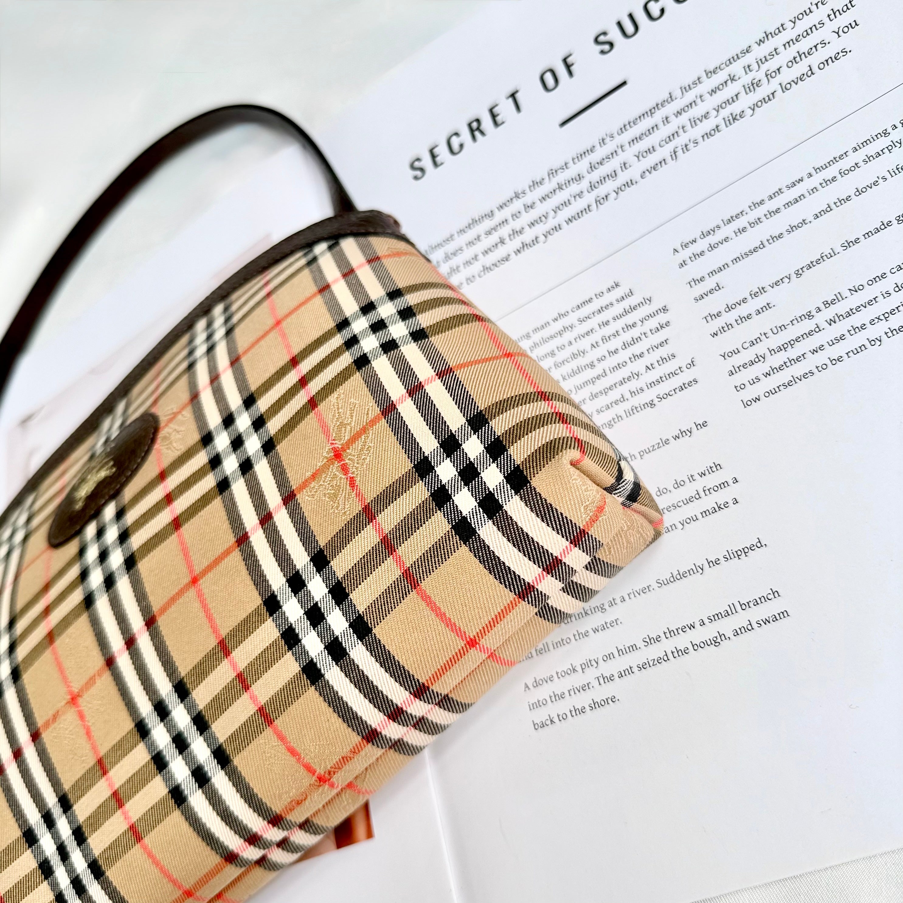 Burberry Brown Haymarket Check Clutch Beige