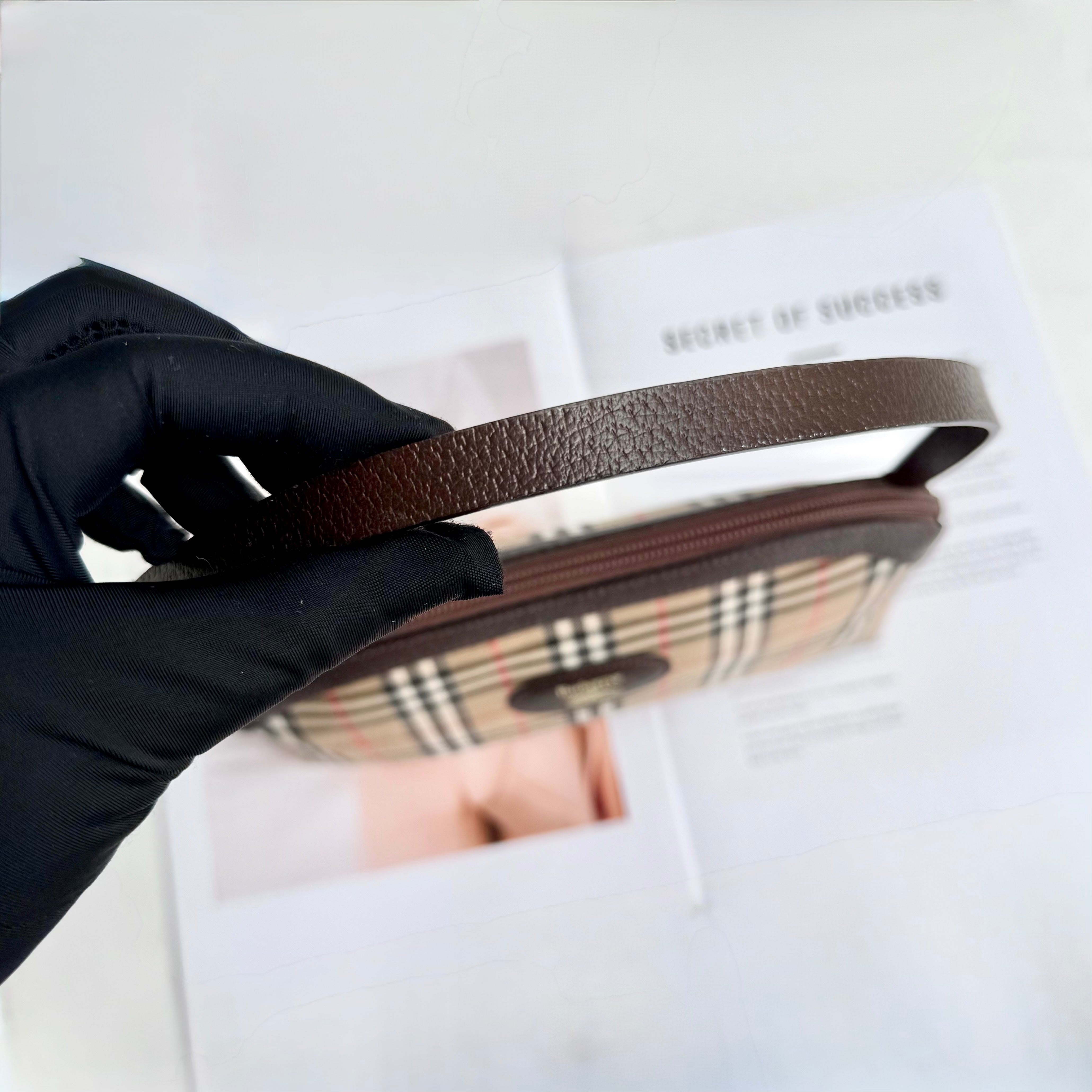 Burberry Brown Haymarket Check Clutch Beige