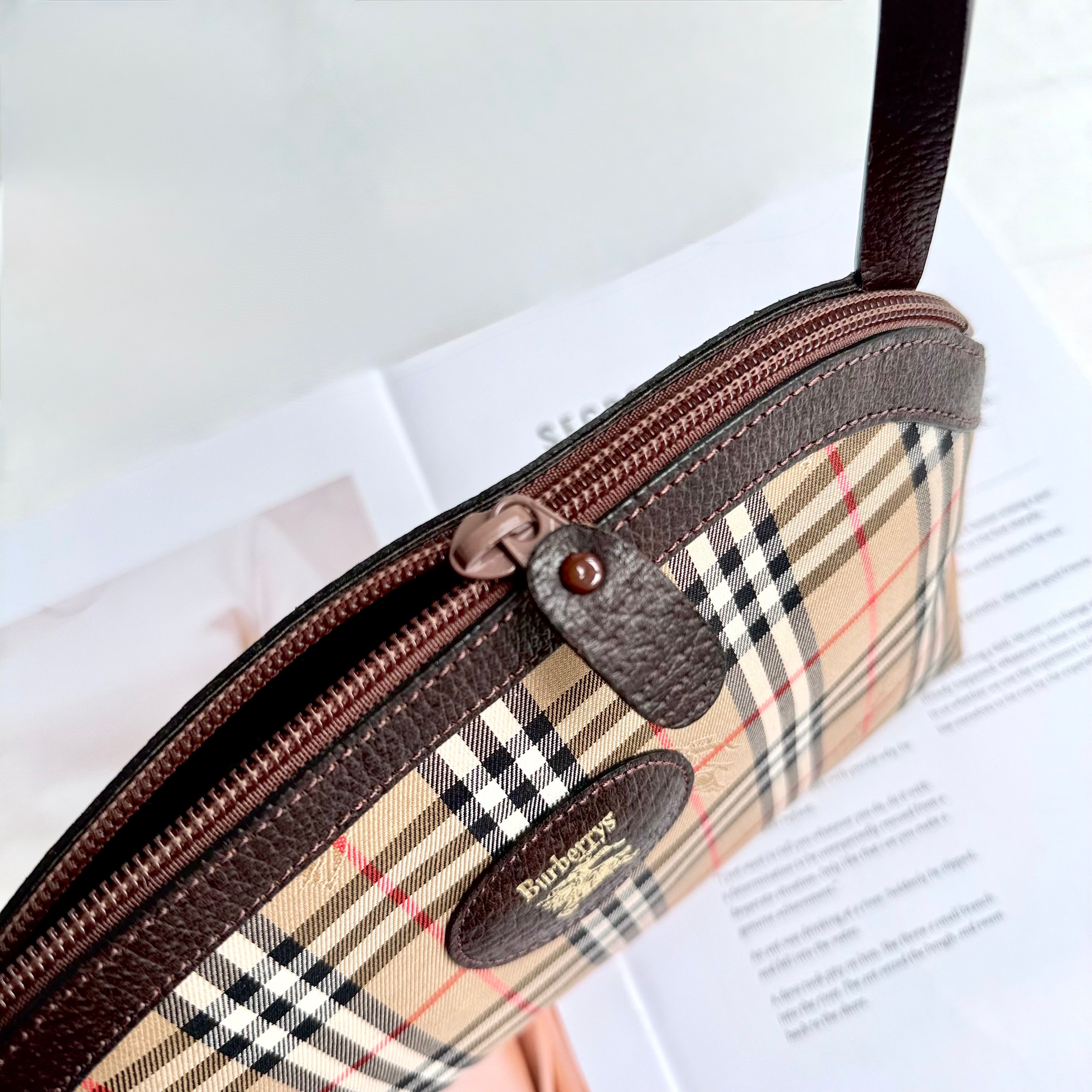 Burberry Brown Haymarket Check Clutch Beige