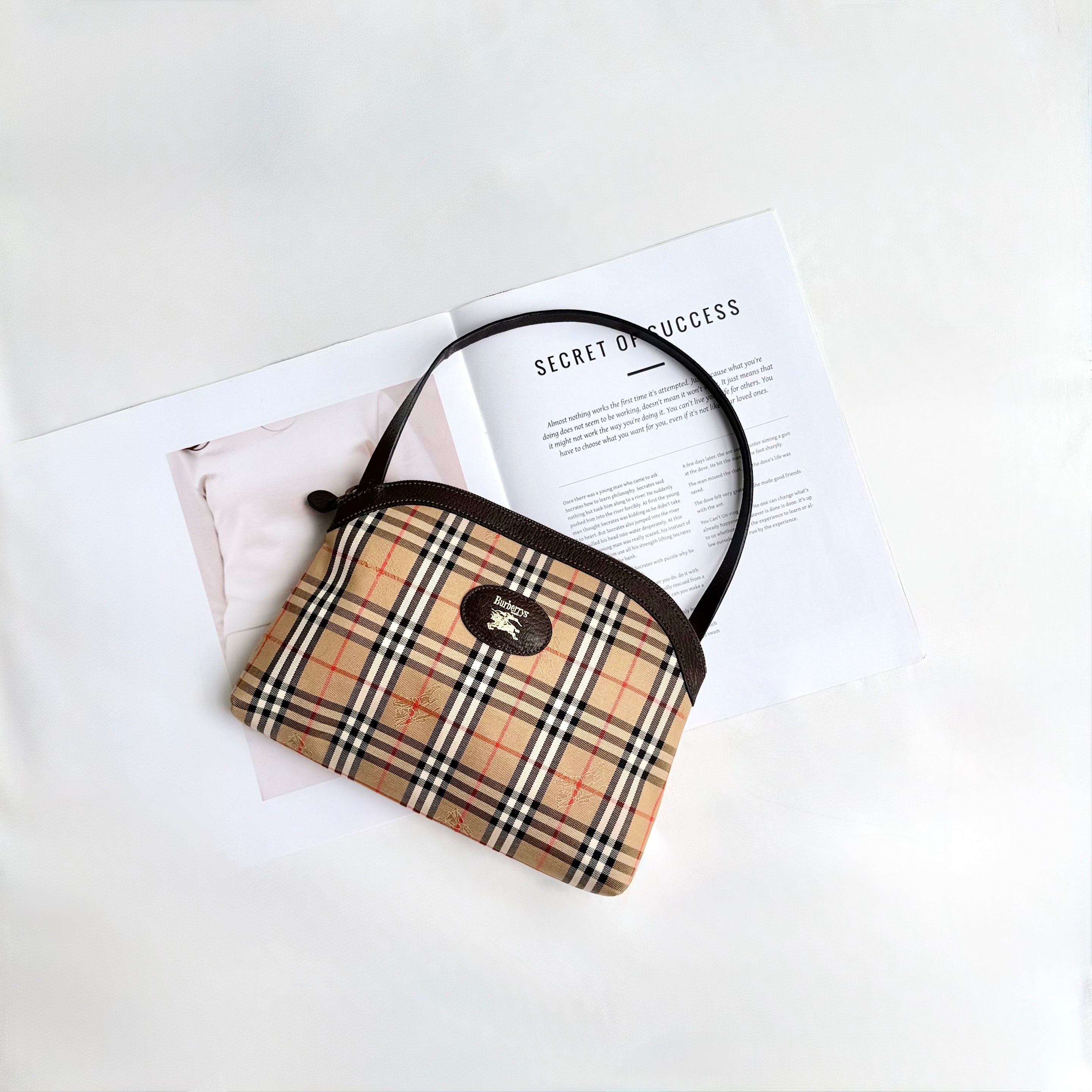 Burberry Brown Haymarket Check Clutch Beige