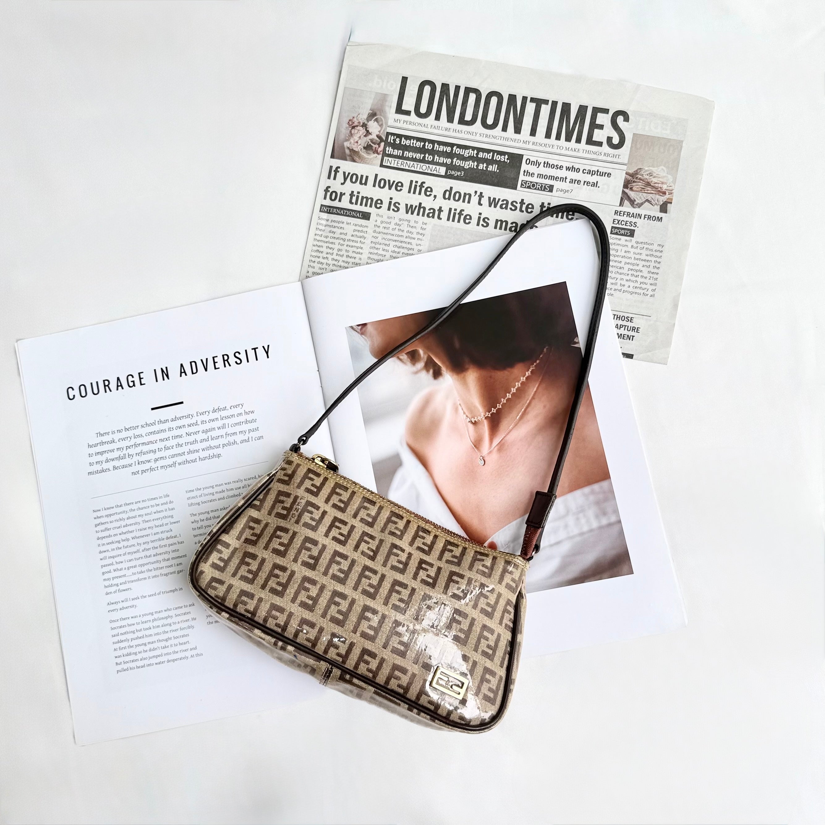 Fendi Brown Patent Zucchino Pochette