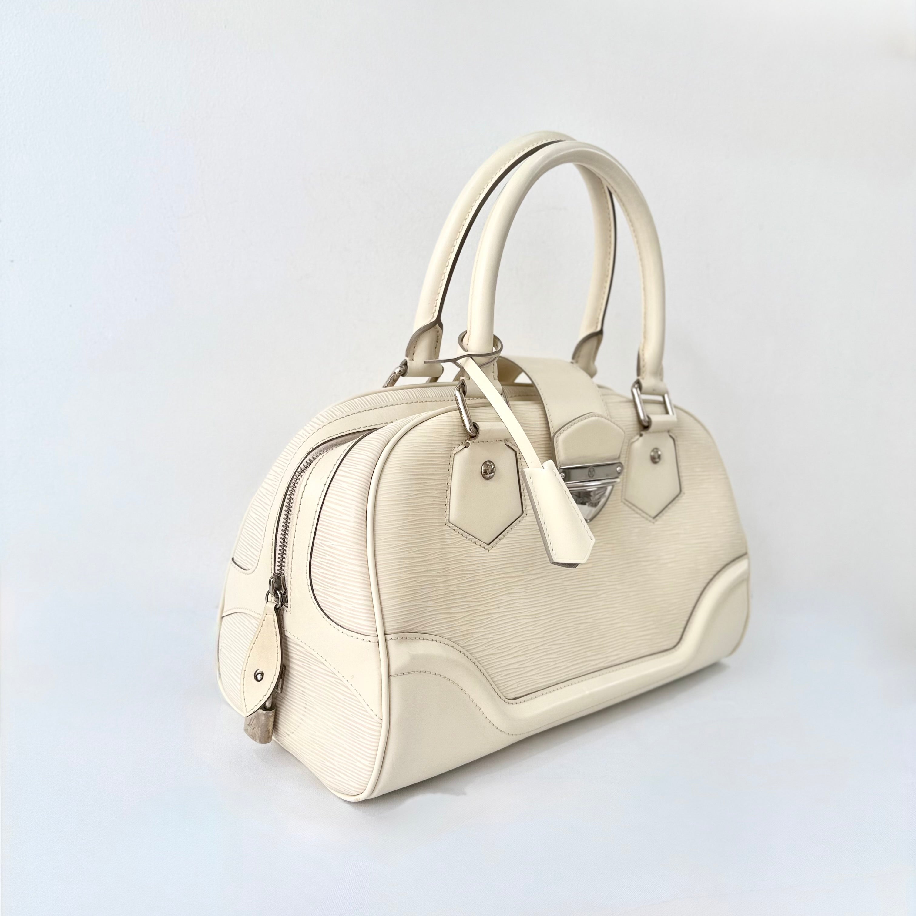 Louis Vuitton White Montaigne Bowling GM Epi