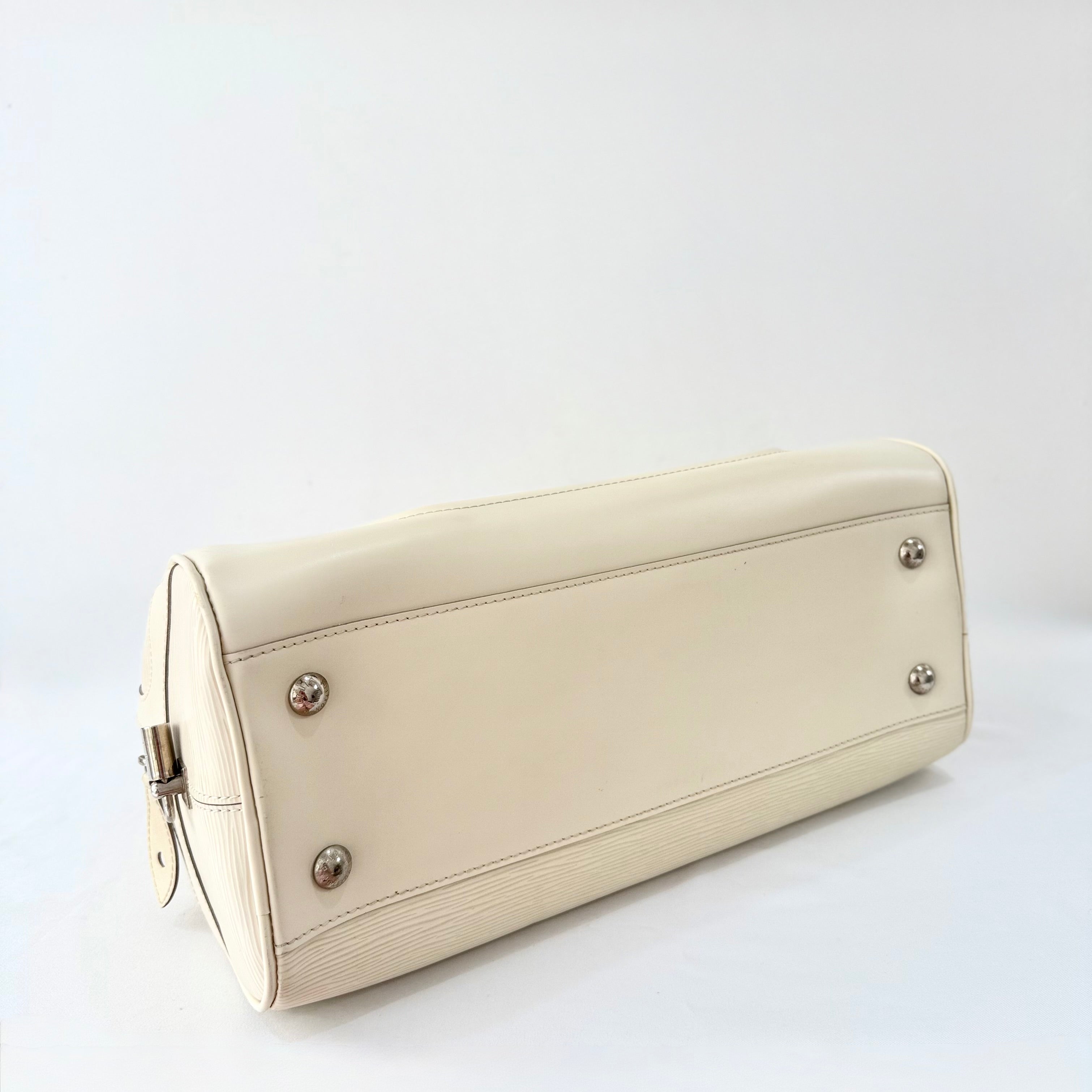 Louis Vuitton White Montaigne Bowling GM Epi