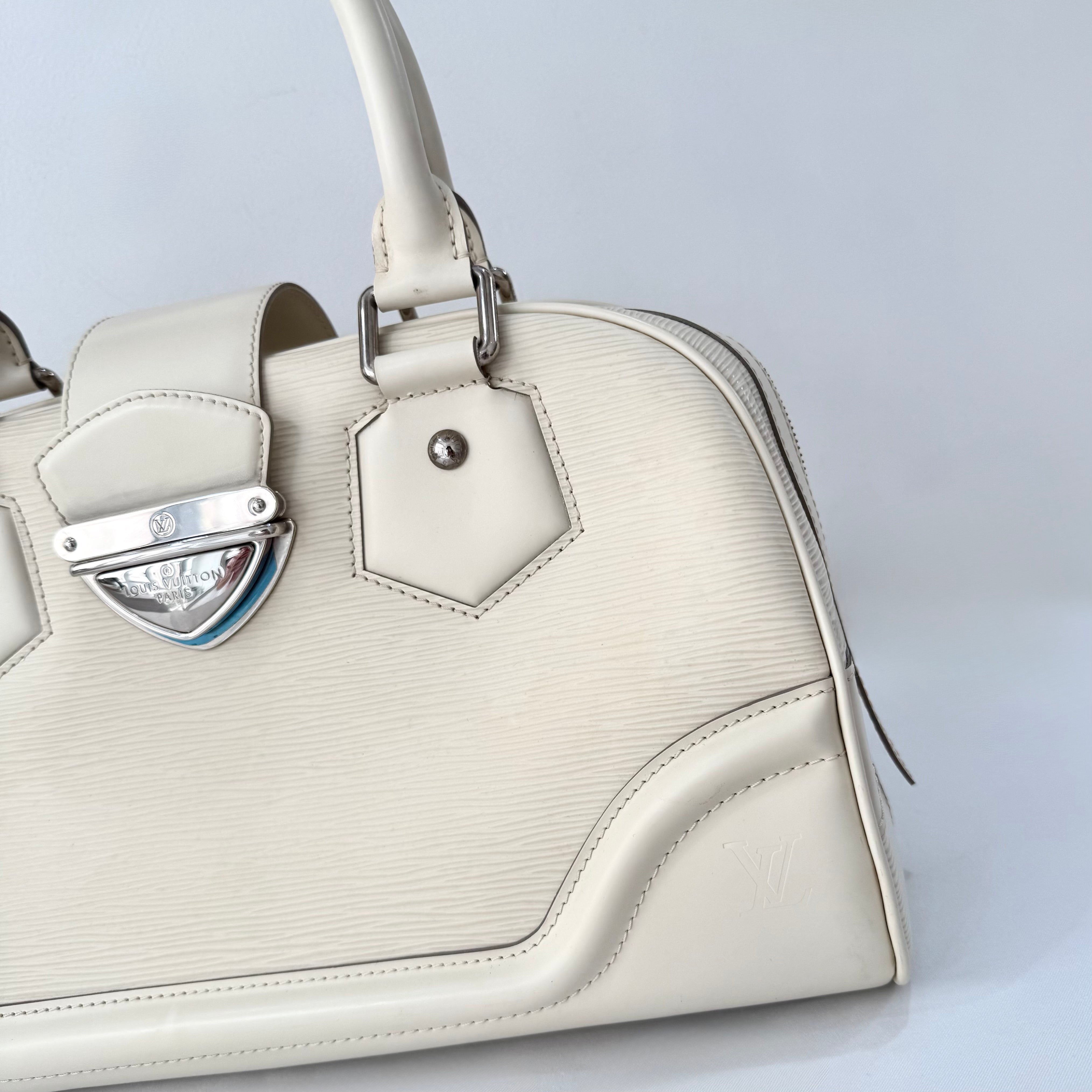 Louis Vuitton White Montaigne Bowling GM Epi