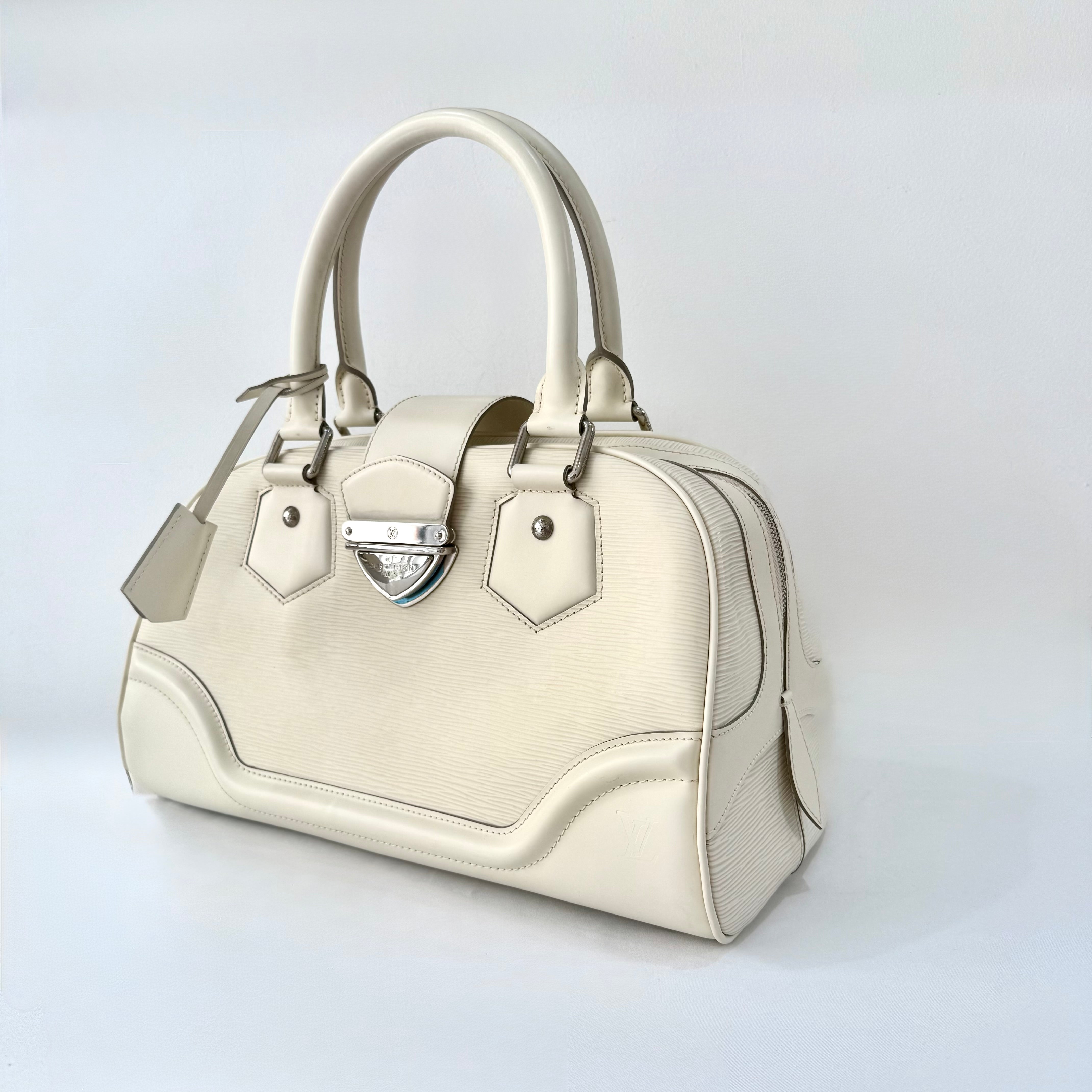 Louis Vuitton White Montaigne Bowling GM Epi