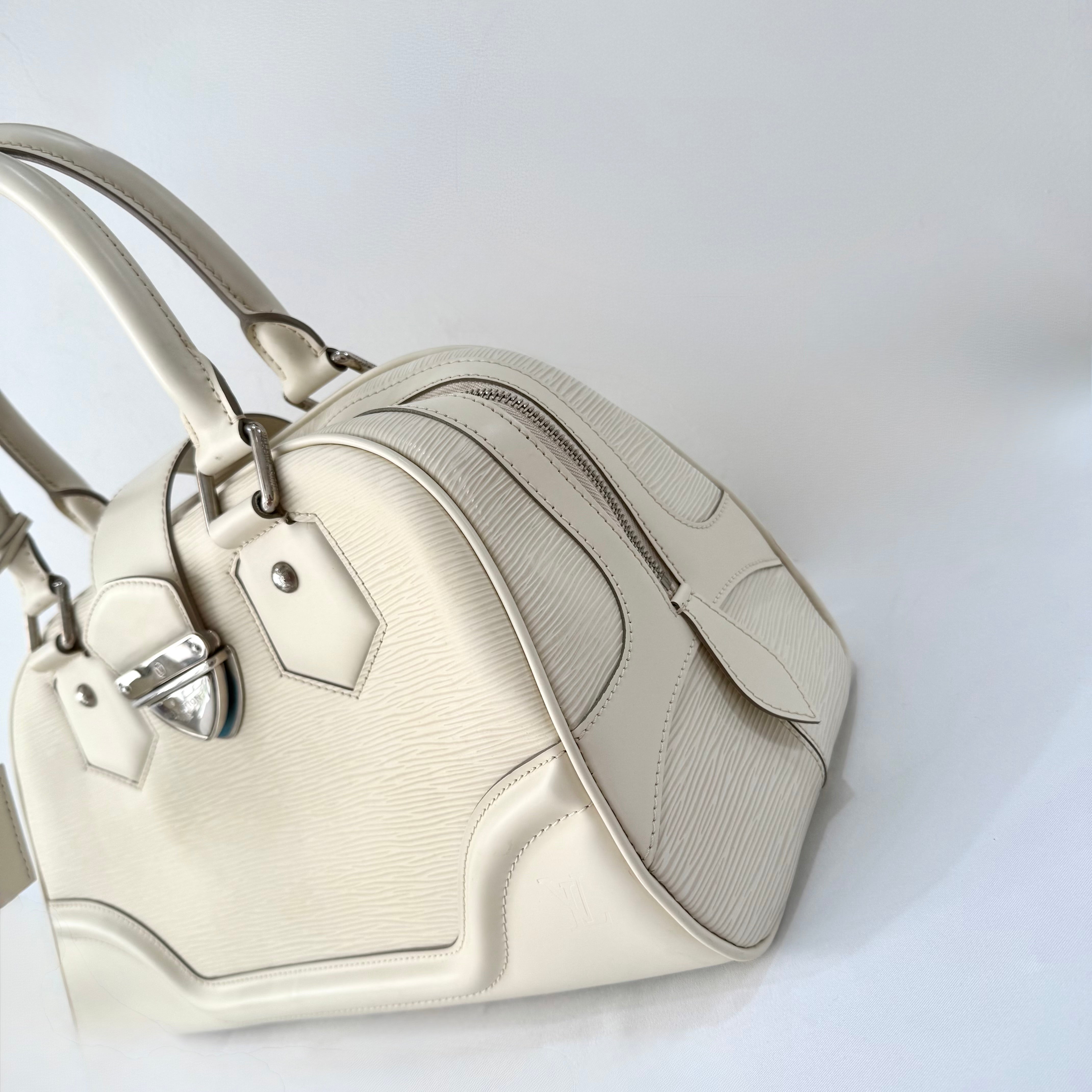 Louis Vuitton White Montaigne Bowling GM Epi