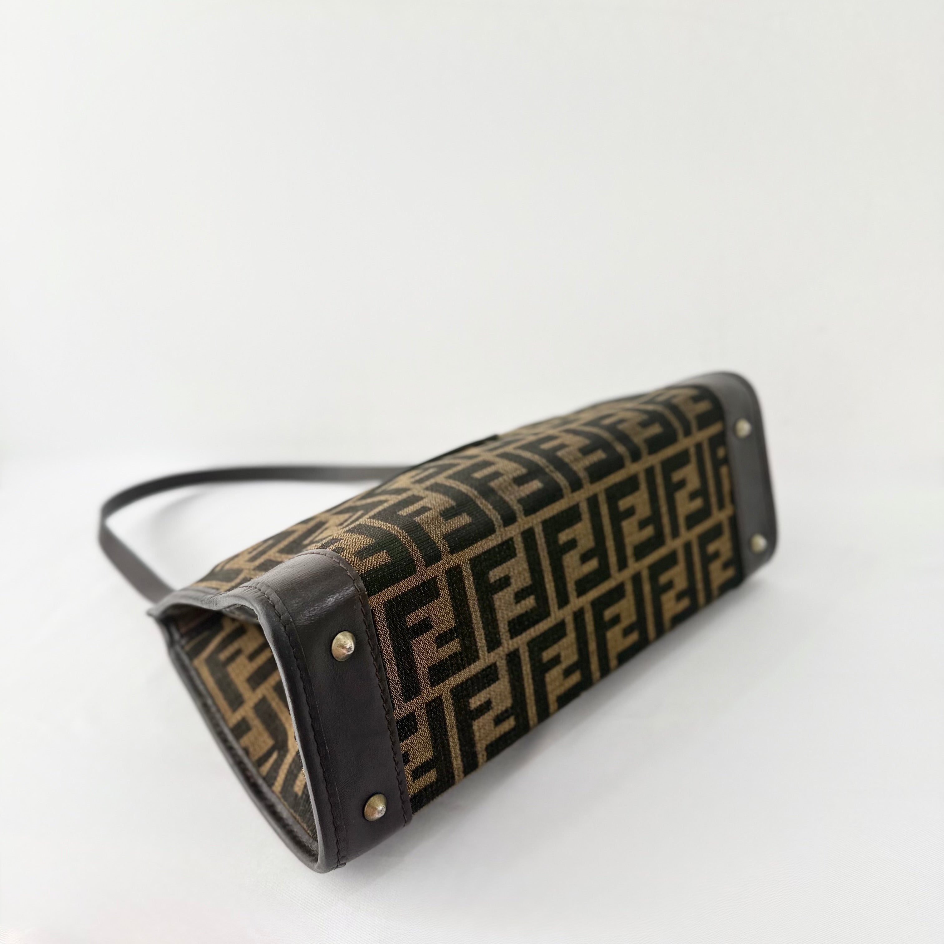 Fendi Brown Canvas Zucca Shoulder Bag
