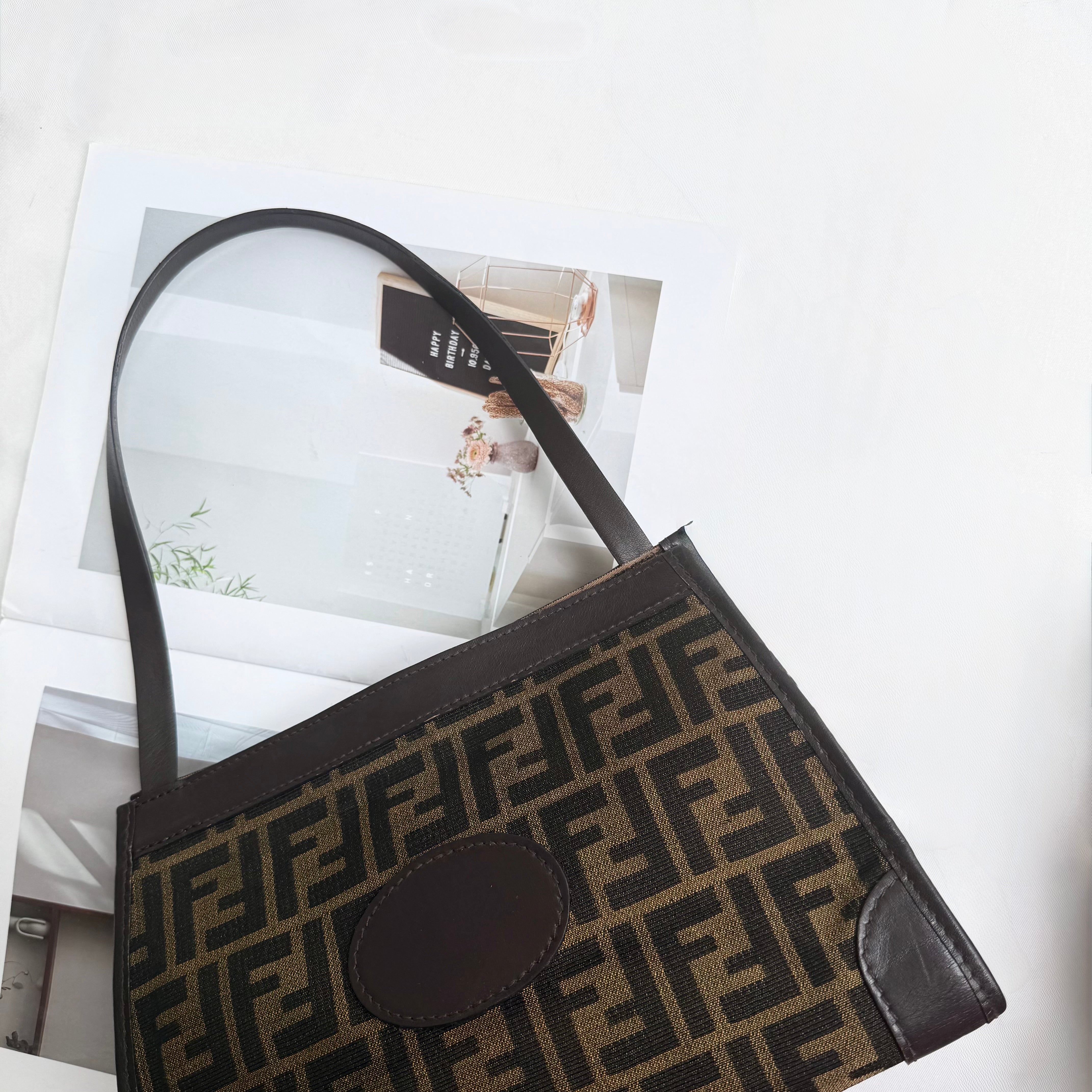 Fendi Brown Canvas Zucca Shoulder Bag
