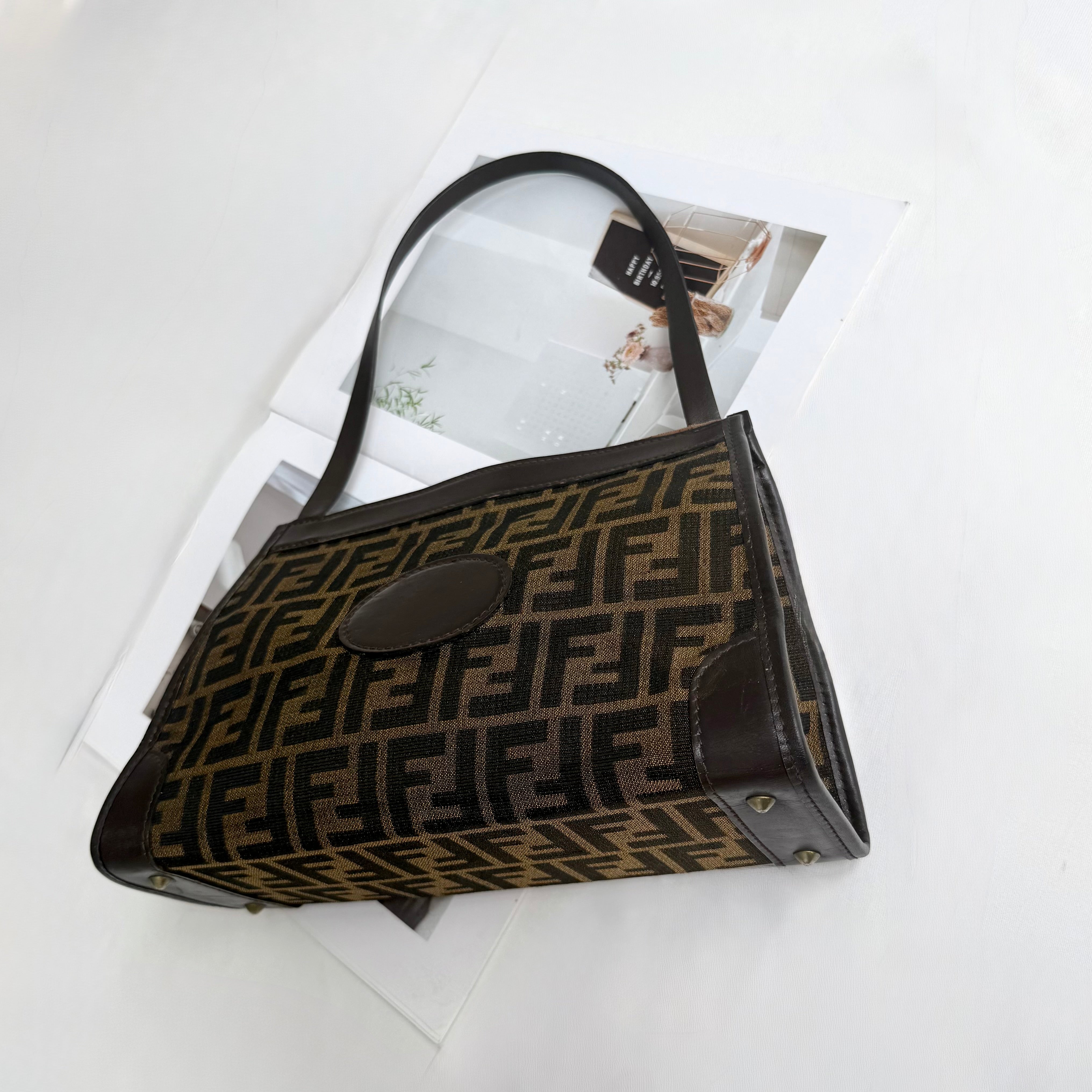 Fendi Brown Canvas Zucca Shoulder Bag