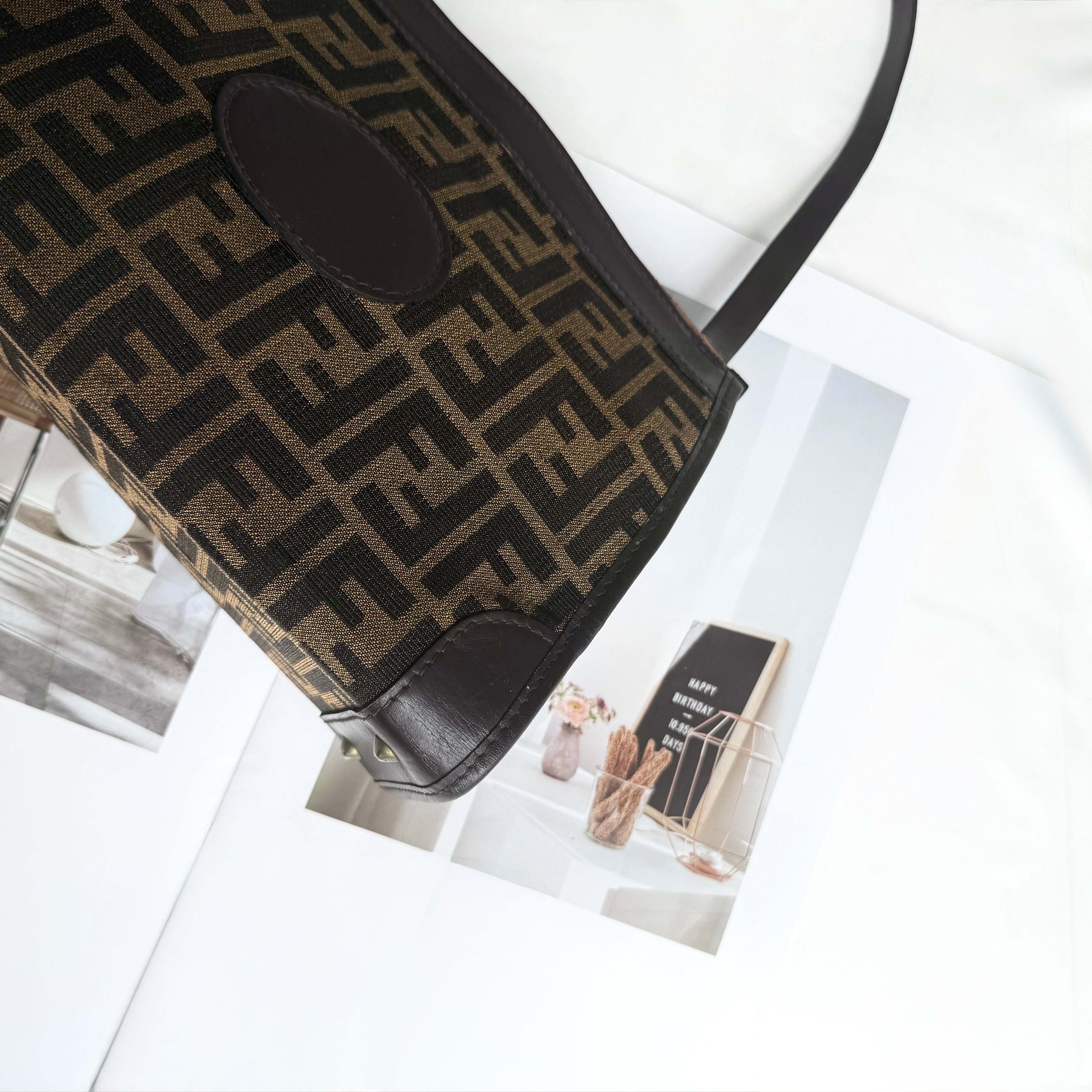 Fendi Brown Canvas Zucca Shoulder Bag