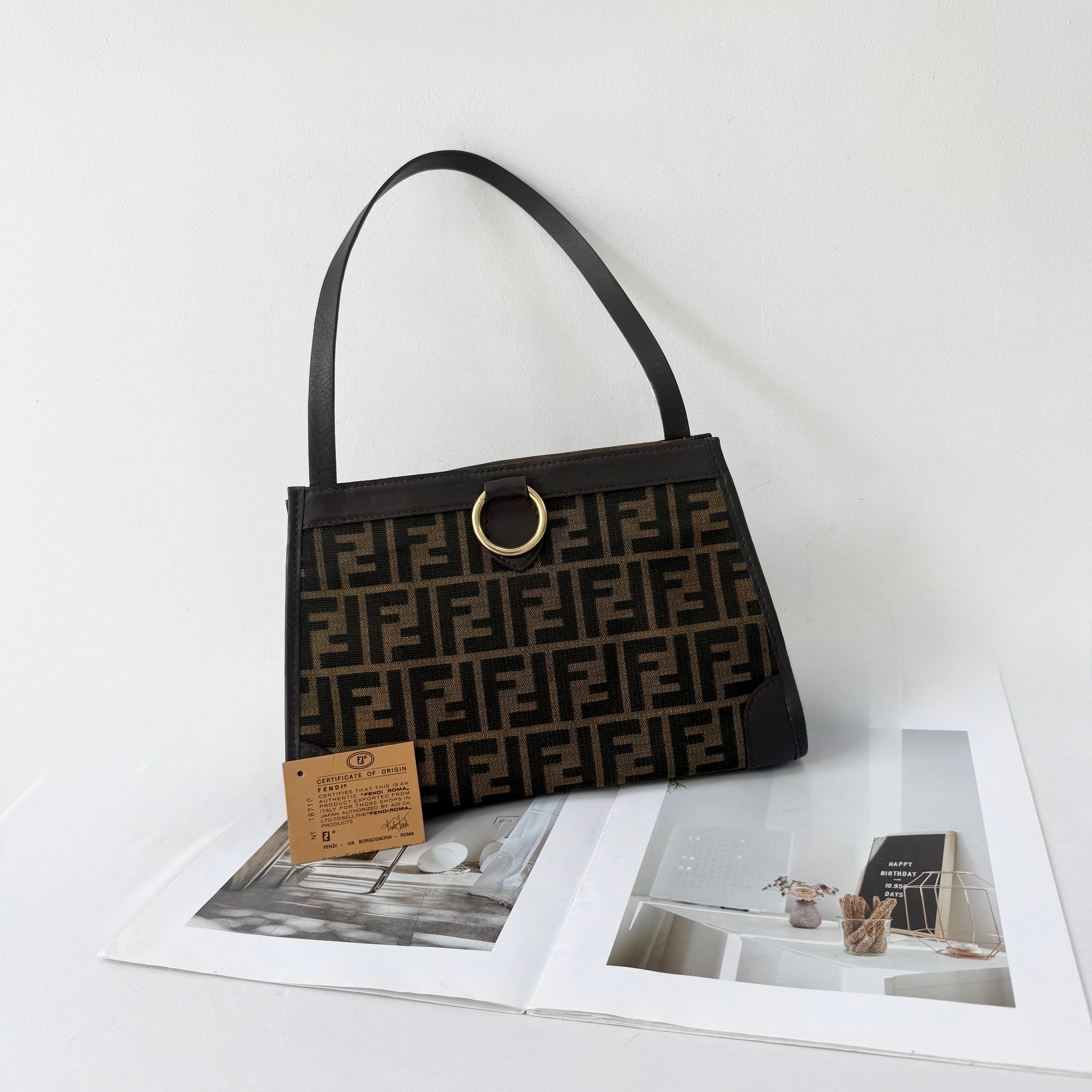 Fendi Brown Canvas Zucca Shoulder Bag