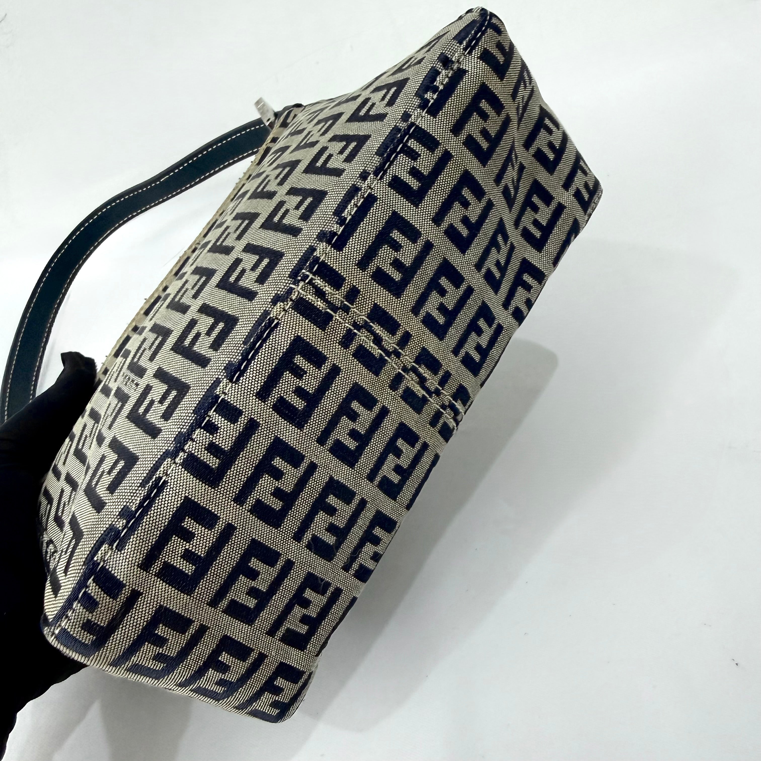 Fendi Navy & Grey Zucchino Mini Pochette Bag