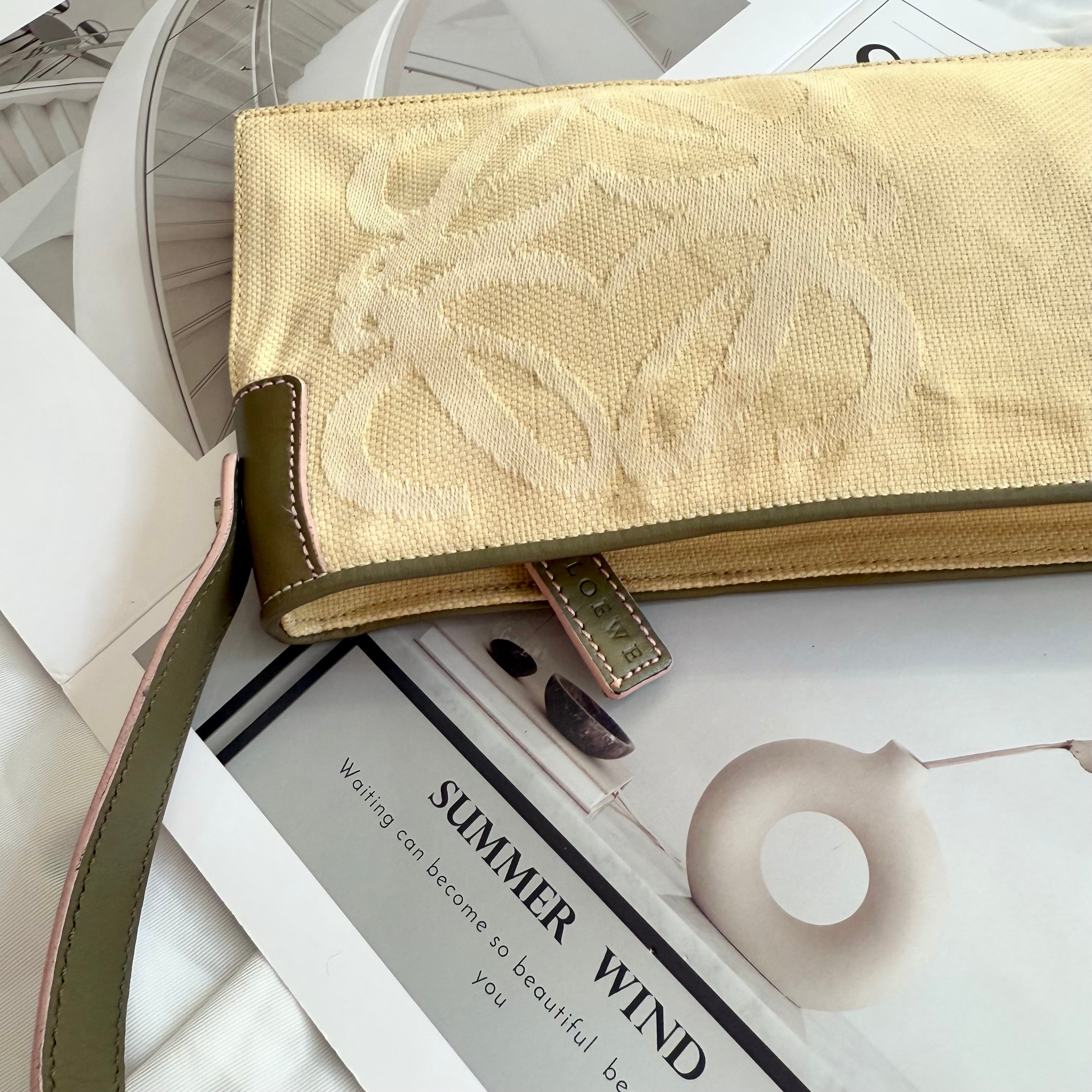 Loewe Brown Anagram Canvas Pochette Beige