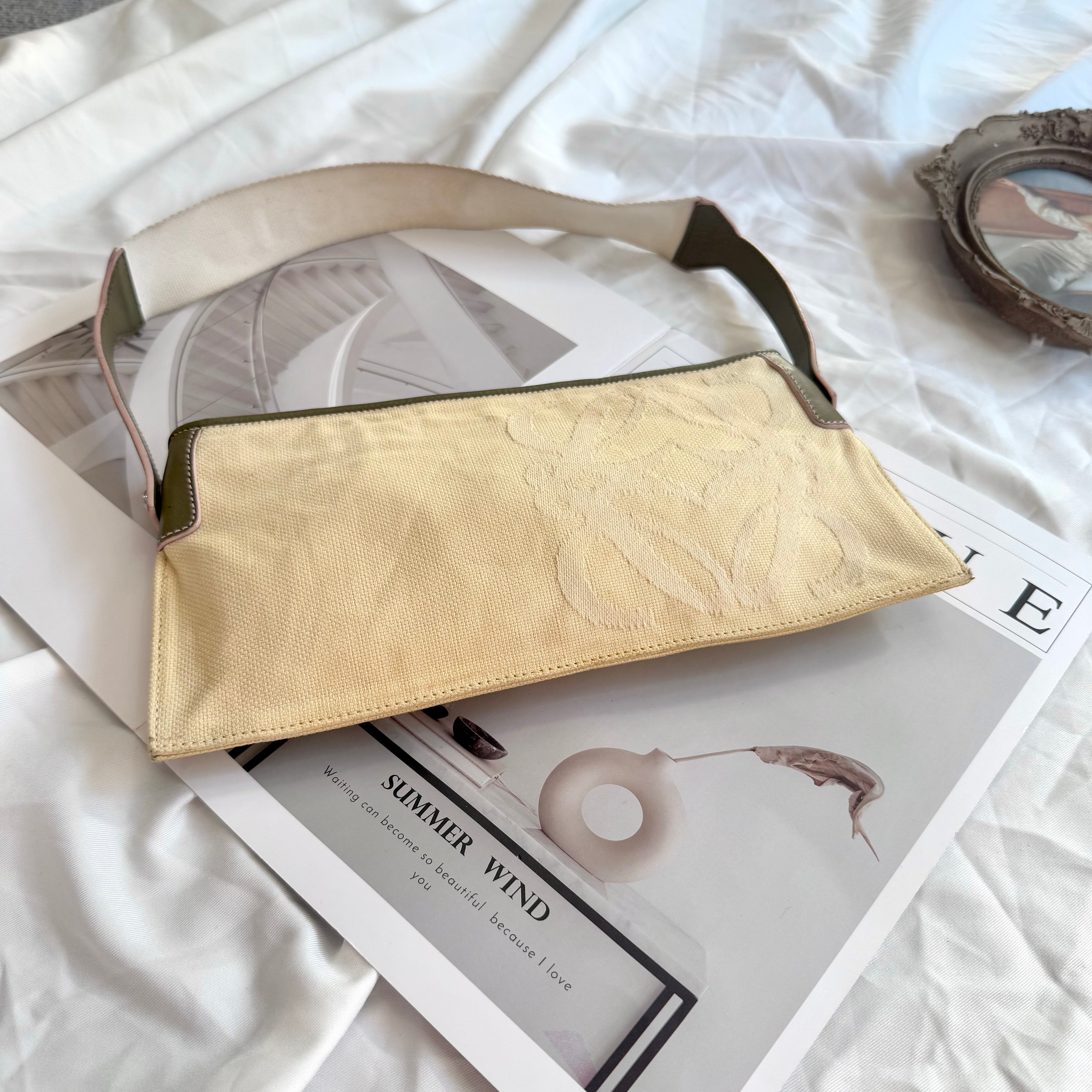 Loewe Brown Anagram Canvas Pochette Beige