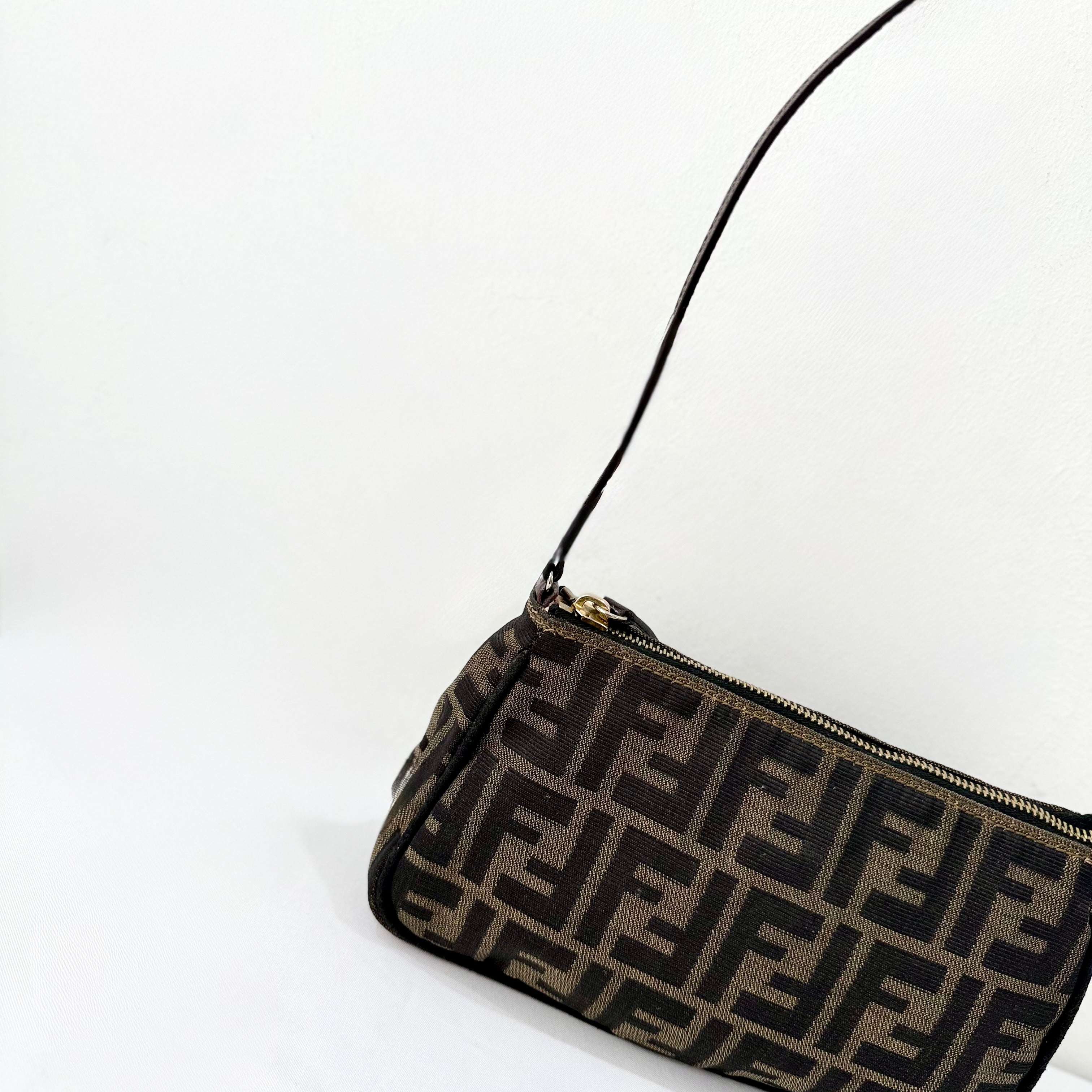 Fendi Tobacco Zucca Print Canvas Mini Pochette