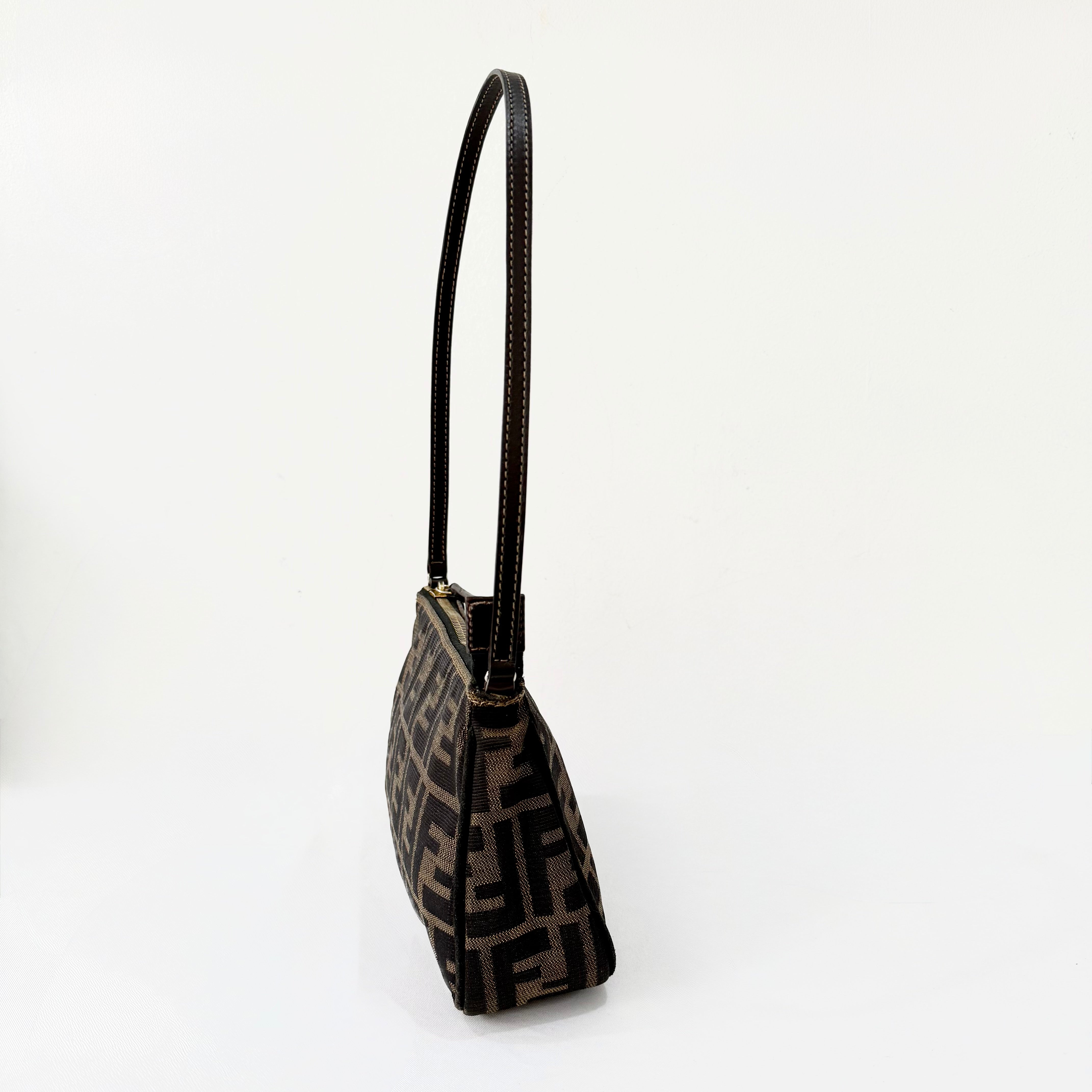 Fendi Tobacco Zucca Print Canvas Mini Pochette