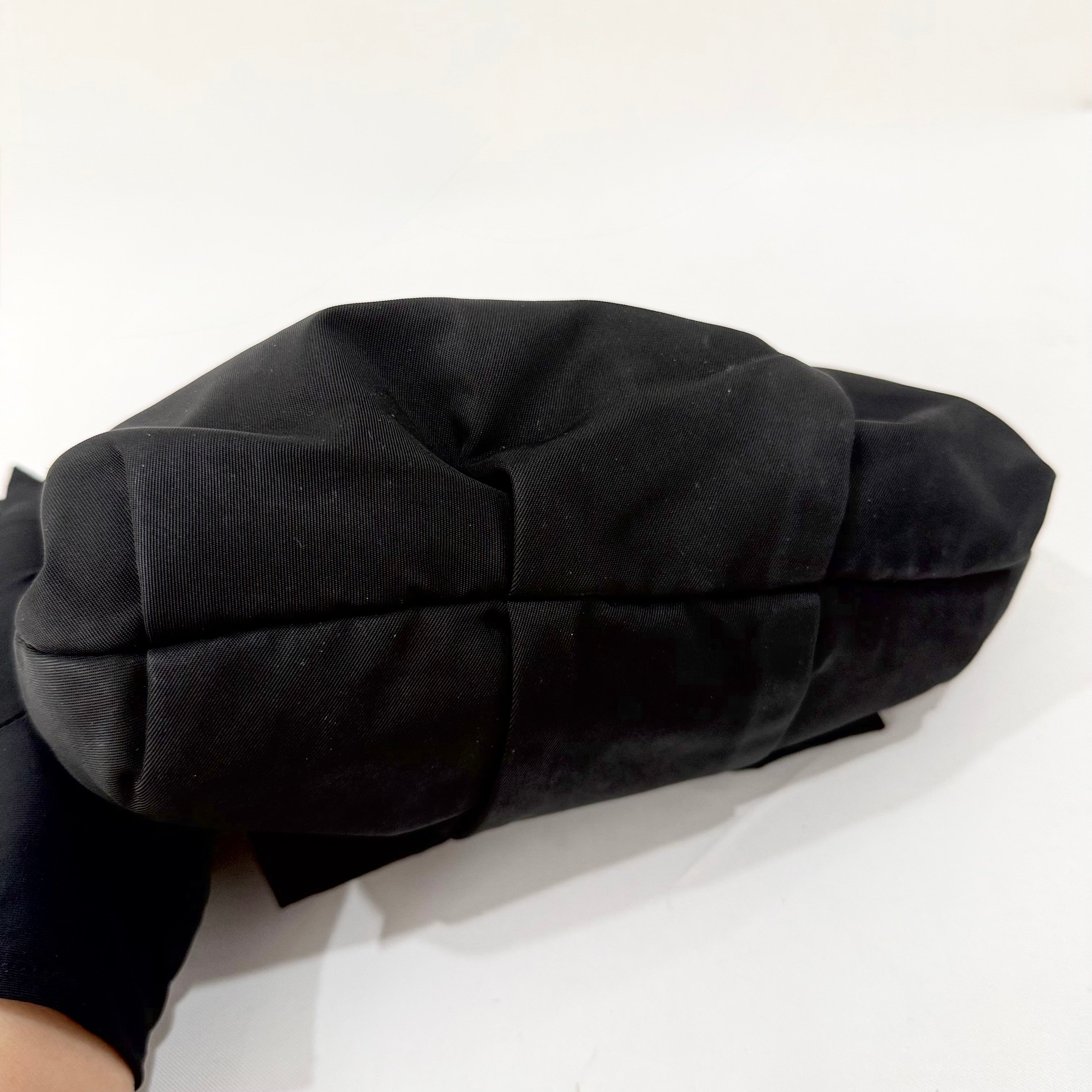 Prada Black Tessuto Nylon Bow Clutch Bag