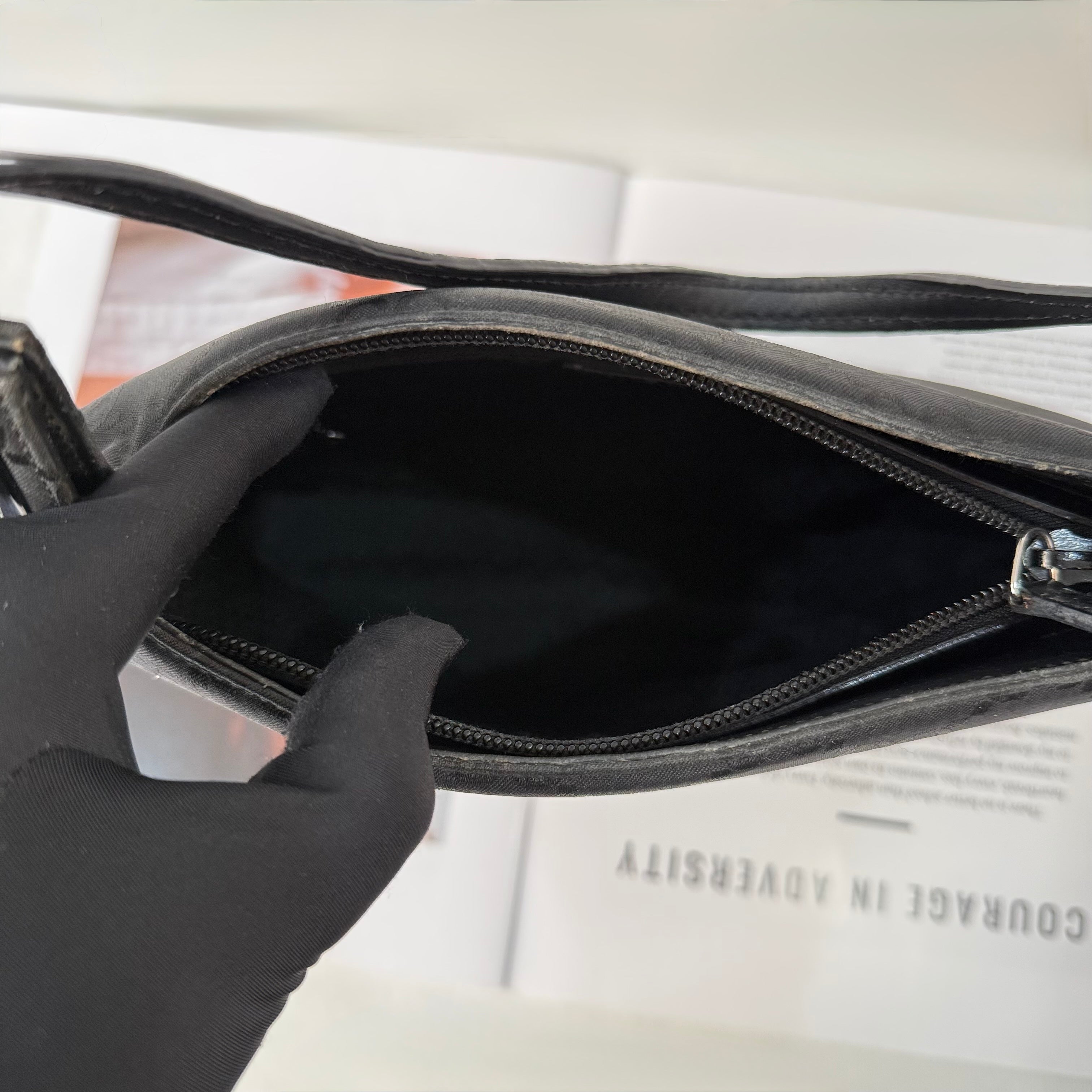 Gucci Nylon Monogram Shoulder Bag Black