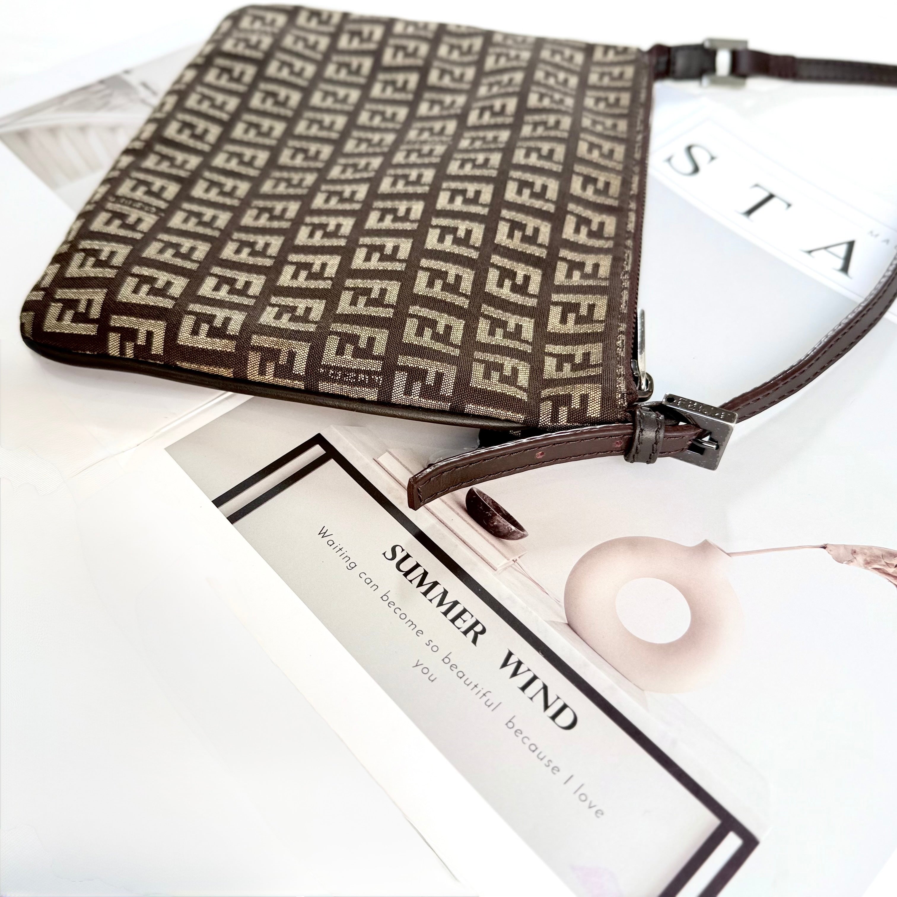 Fendi Brown Logo Print Crossbody Bag