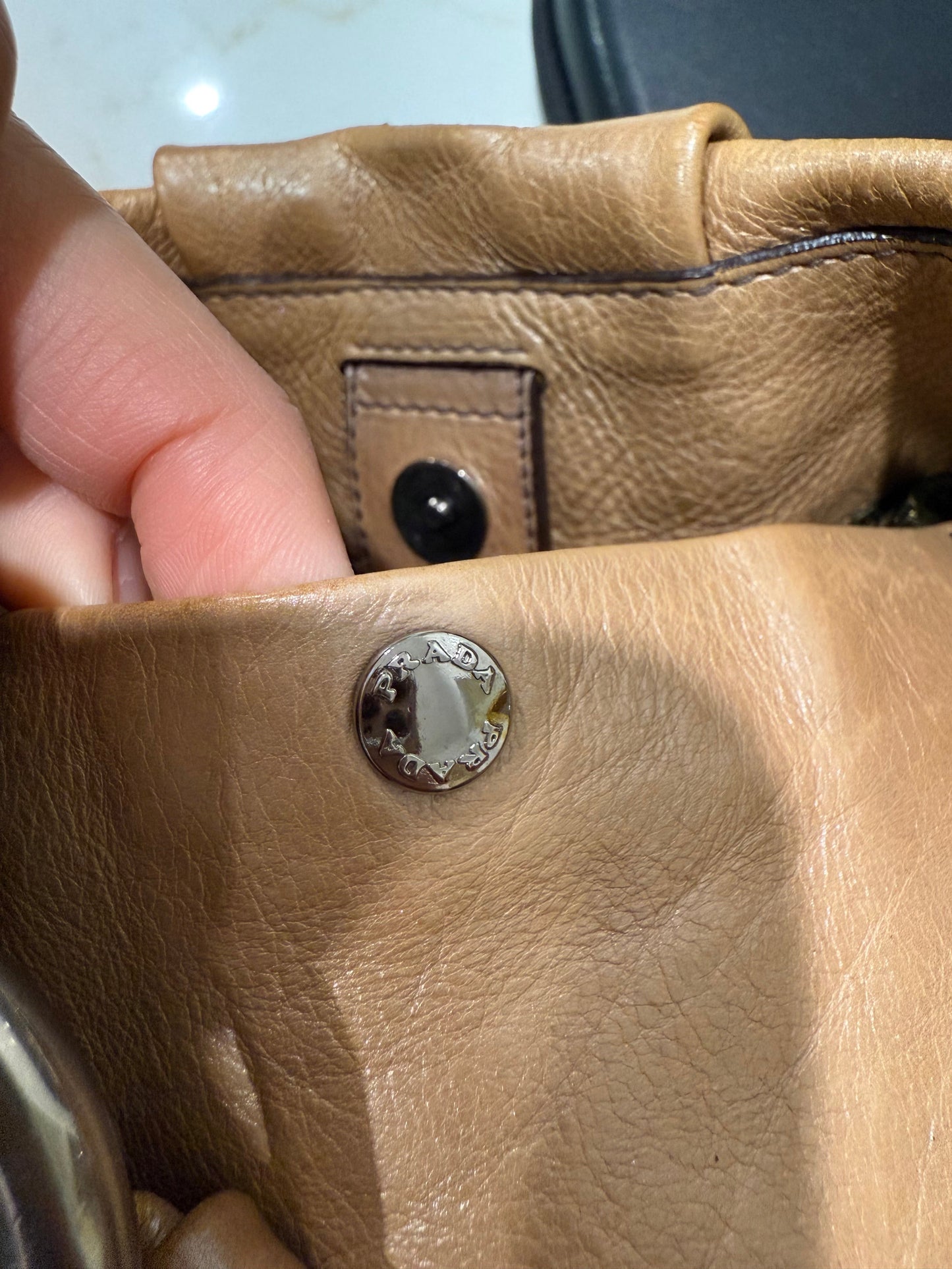Prada Glace Calf Sfumata Pleated Hobo