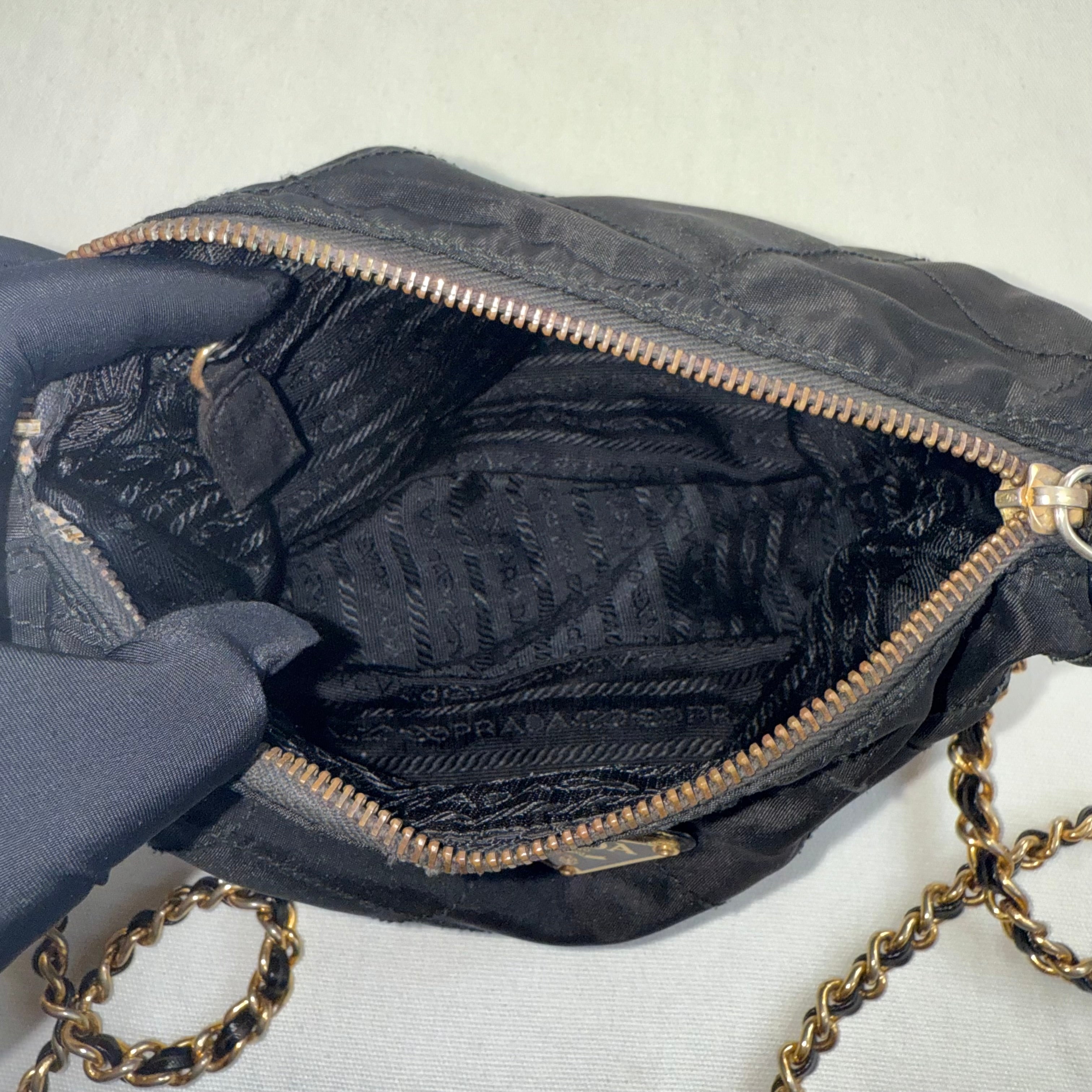 Prada Quilted Tessuto Chain Bag