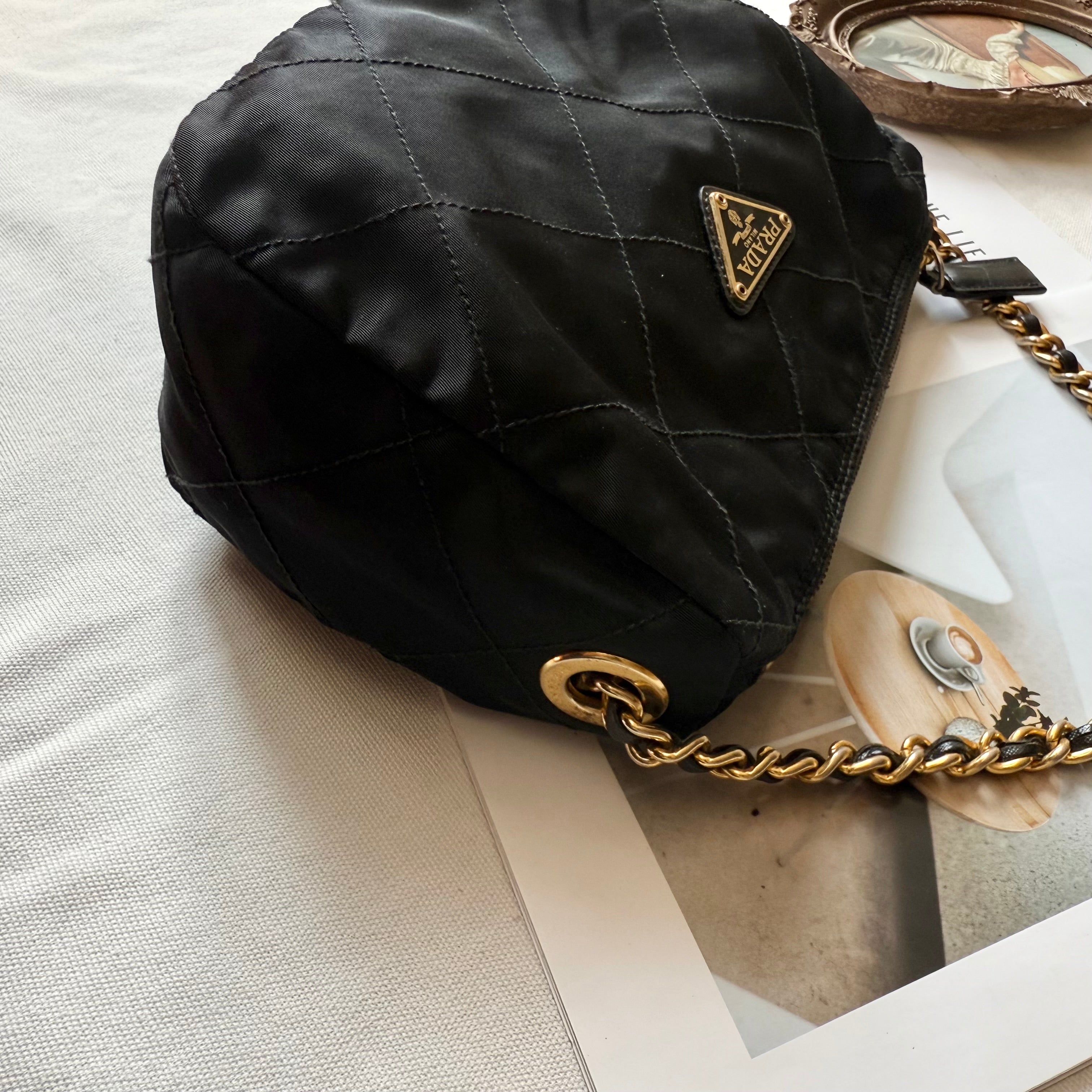 Prada Quilted Tessuto Chain Bag