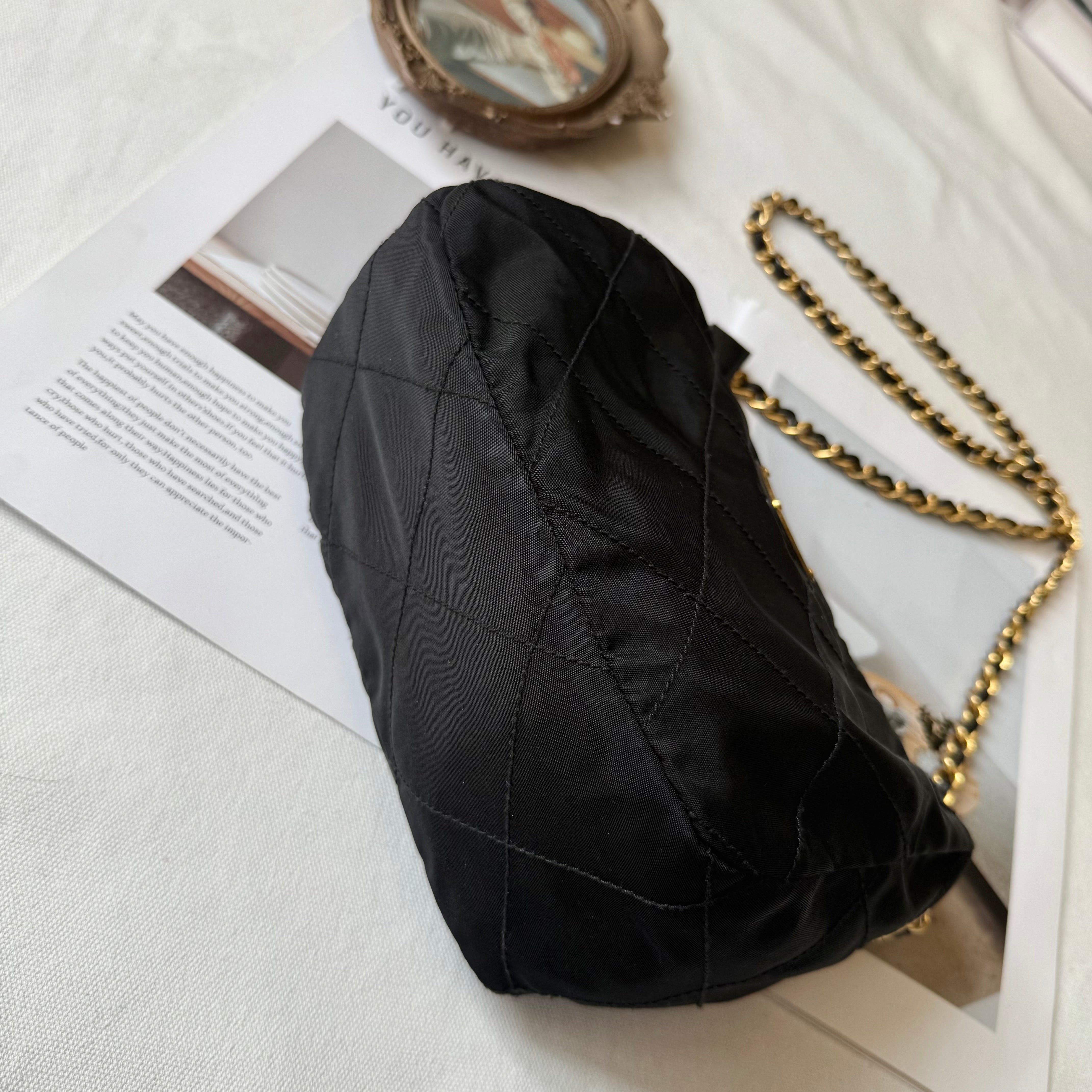 Prada Quilted Tessuto Chain Bag