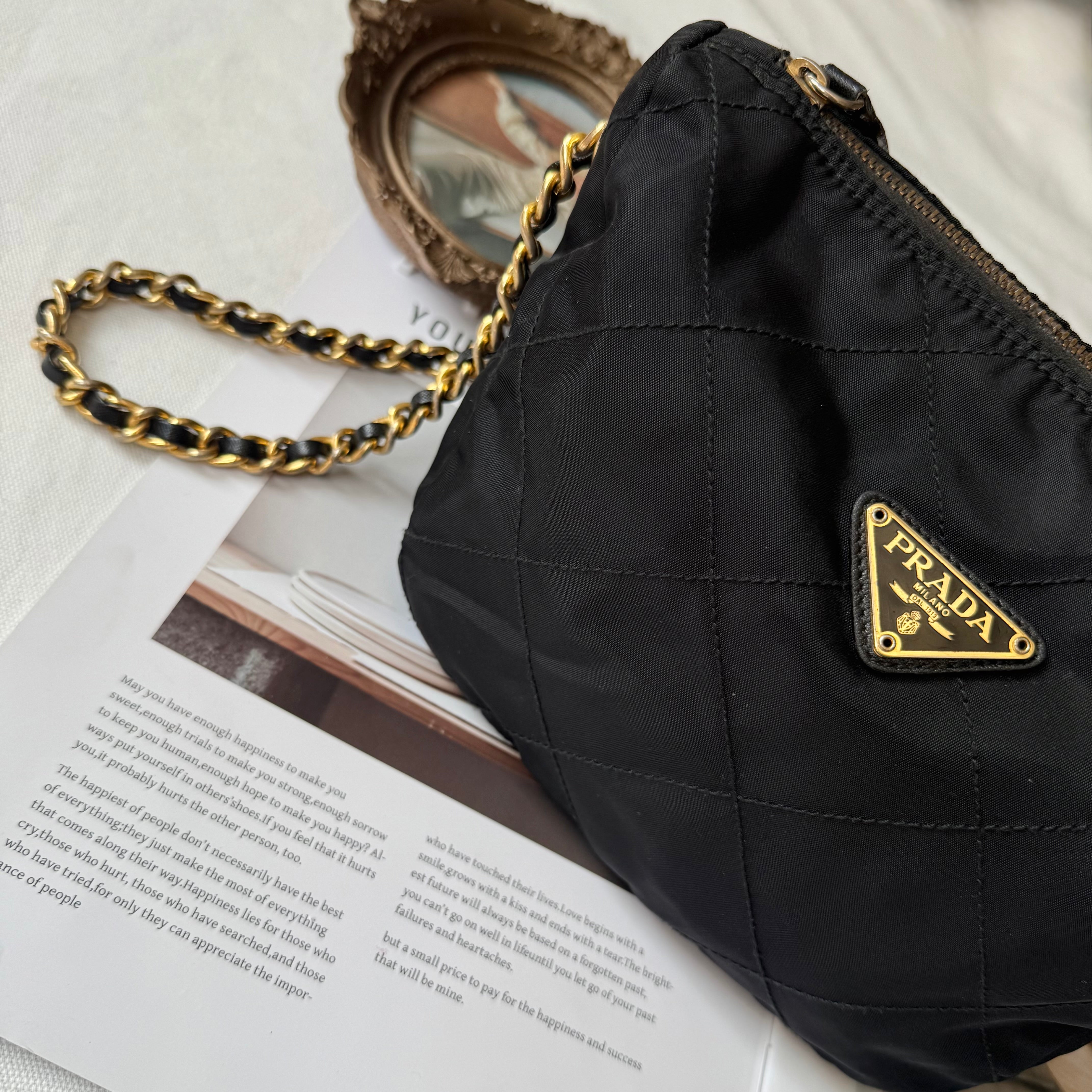 Prada Quilted Tessuto Chain Bag
