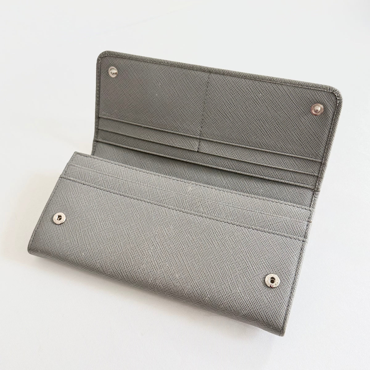 Prada Saffiano Lux Long Wallet Grey