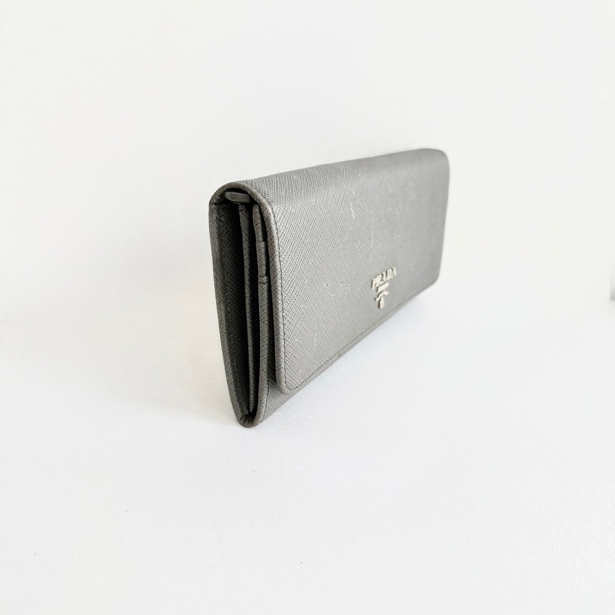 Prada Saffiano Lux Long Wallet Grey