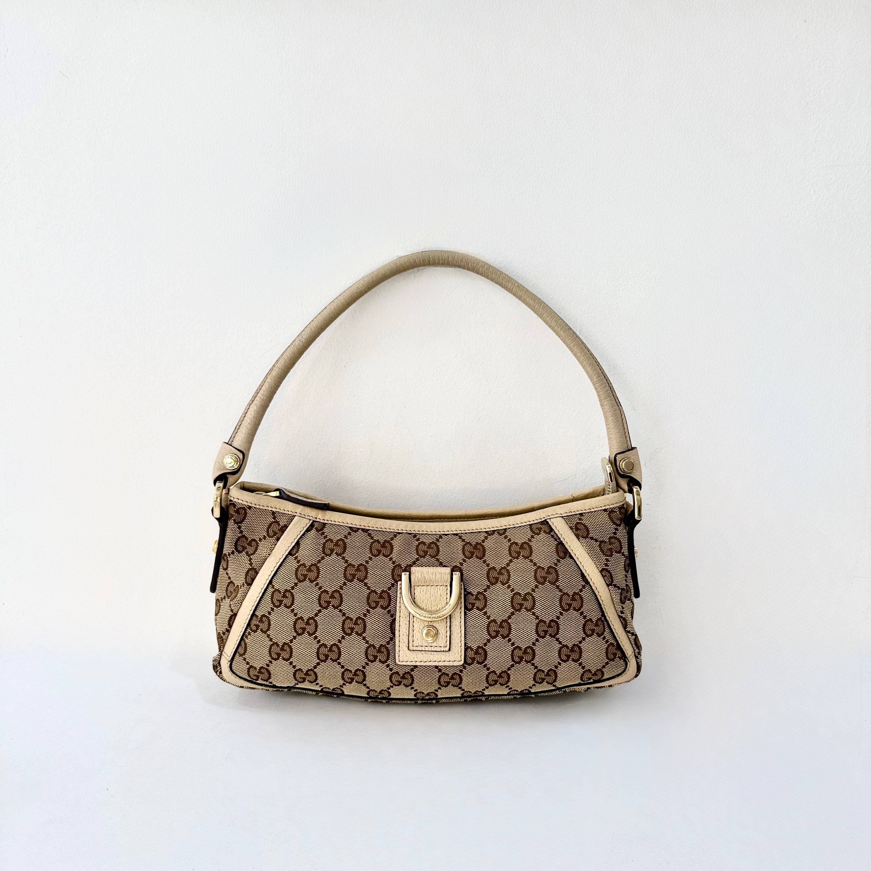 Gucci Beige GG Canvas Abbey D-Ring Pochette