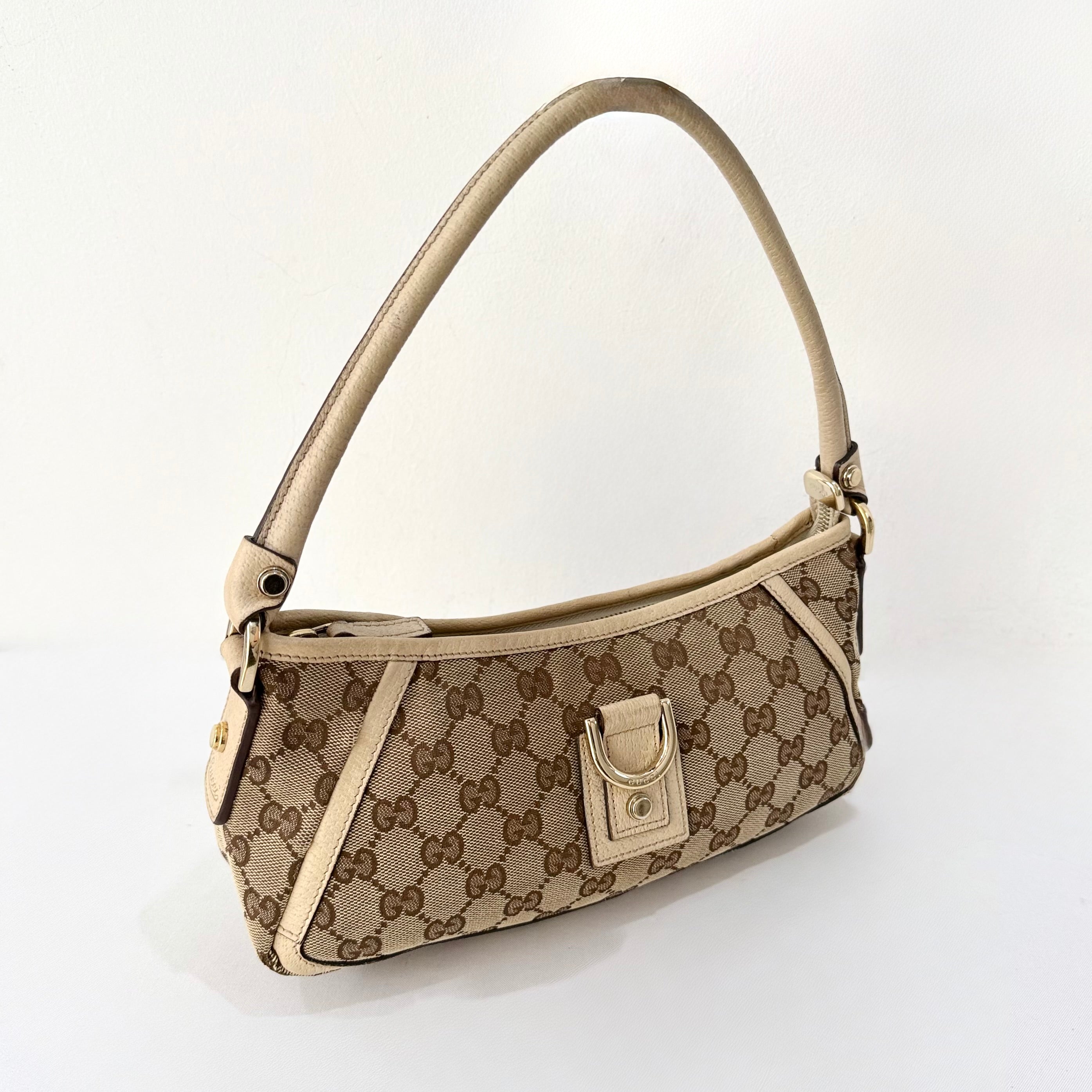Gucci Beige GG Canvas Abbey D-Ring Pochette