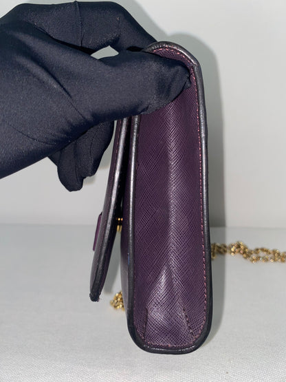 Salvatore Ferragamo Purple Saffiano Leather Genie Chain Crossbody
