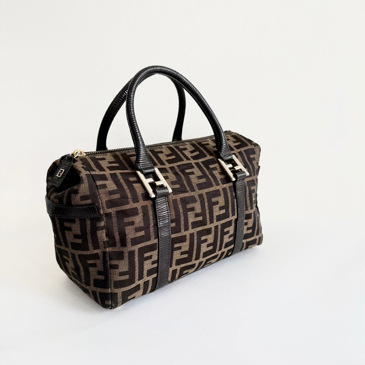 Fendi Zucca Canvas Boston Bag