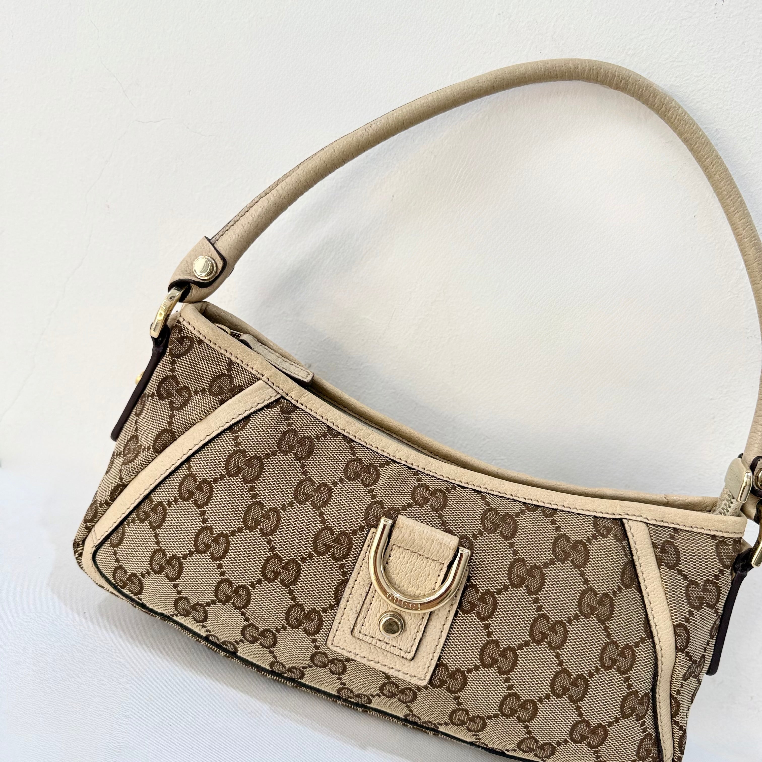 Gucci Beige GG Canvas Abbey D-Ring Pochette