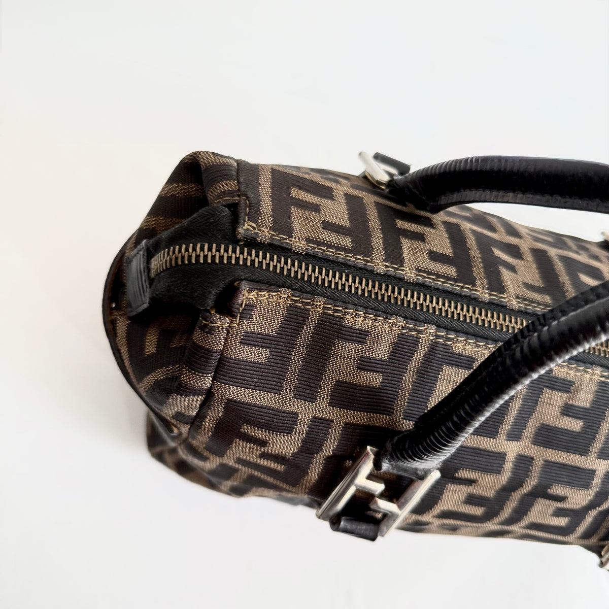 Fendi Zucca Canvas Boston Bag