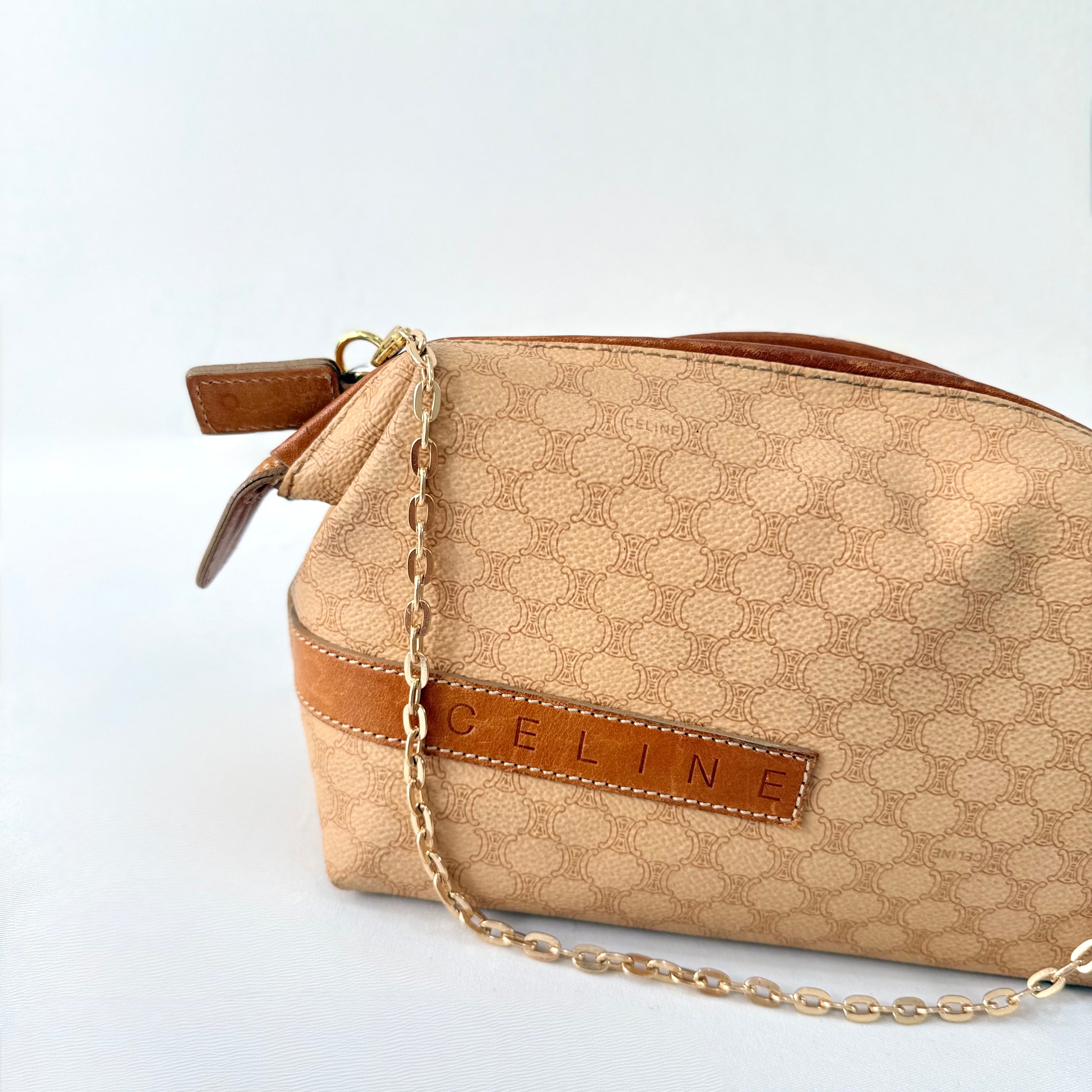 CELINE Macadam Beige Canvas Pouch 