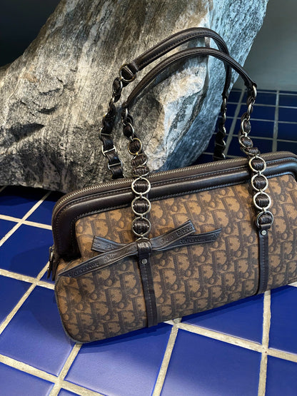 Dior Romantique Brown Trotter Ribbon Handbag