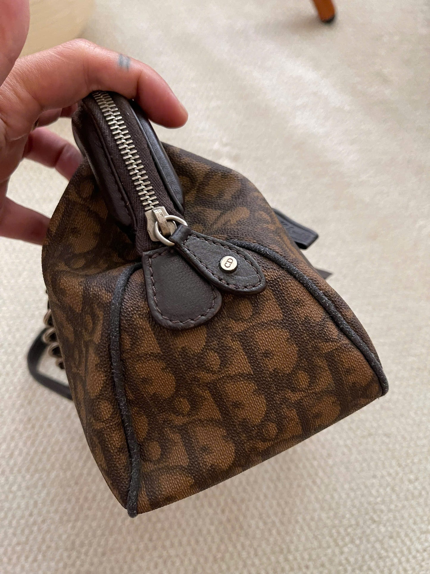 Dior Romantique Brown Trotter Ribbon Handbag