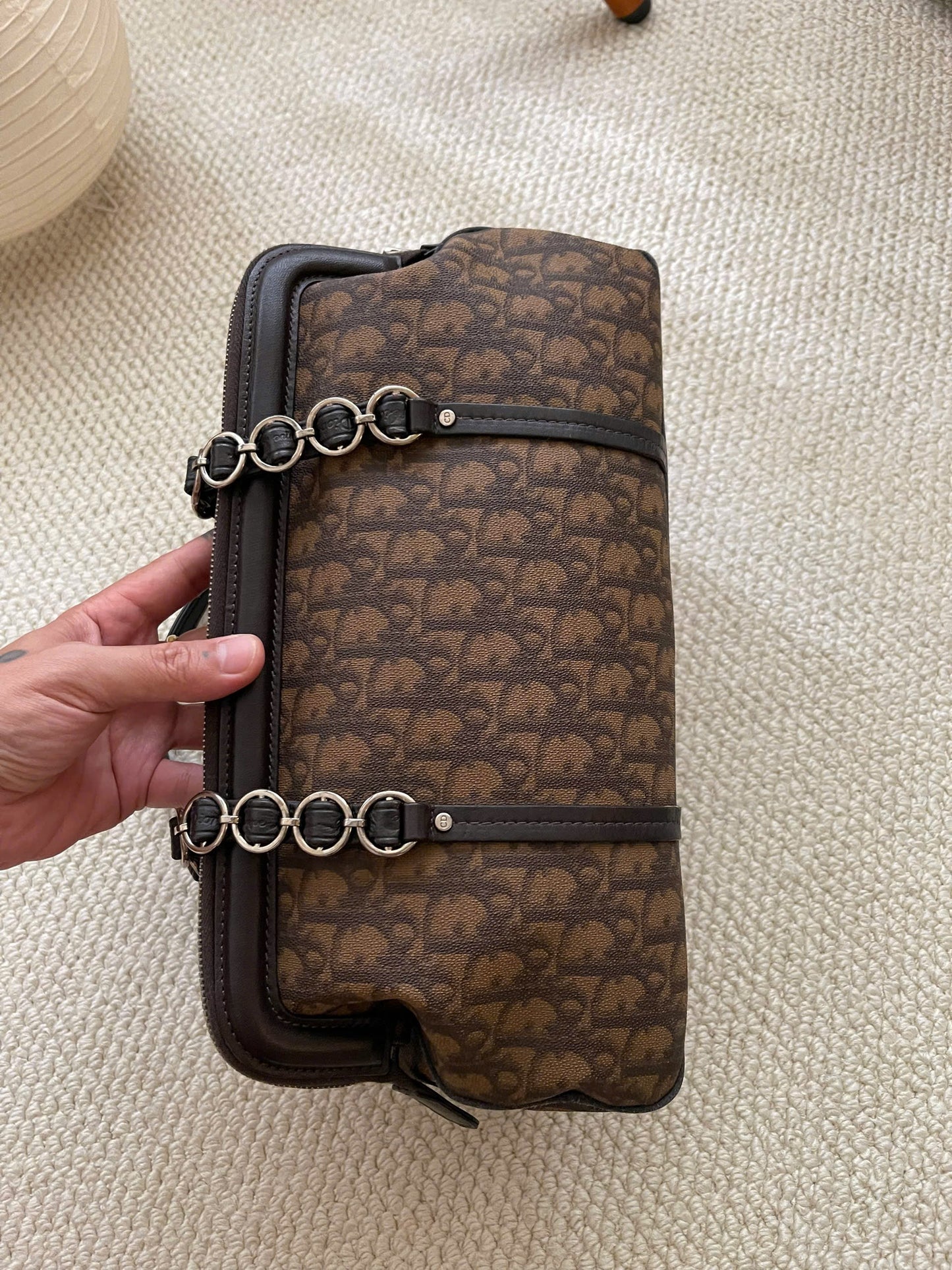 Dior Romantique Brown Trotter Ribbon Handbag