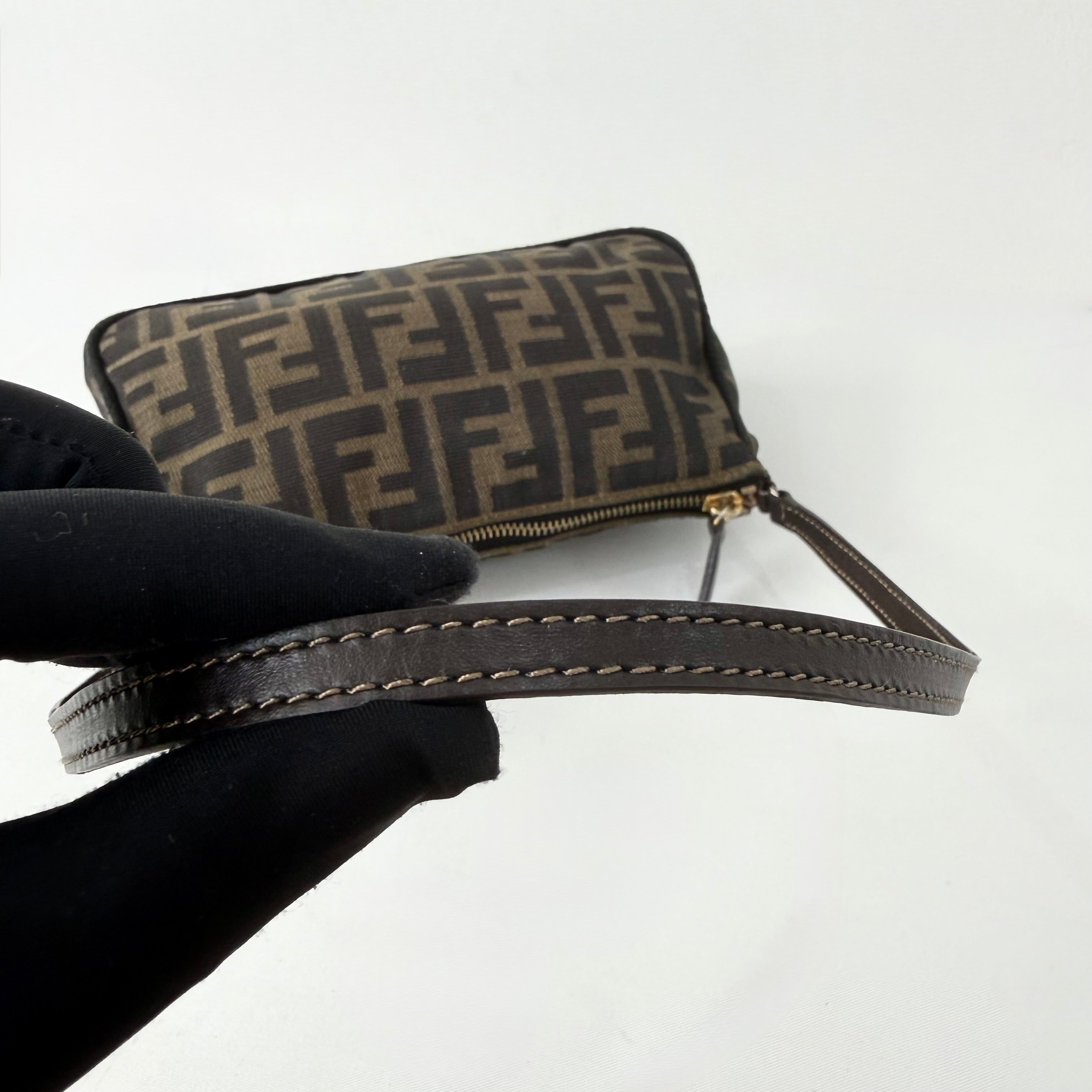 Fendi Tobacco Zucca Print Canvas Mini Pochette