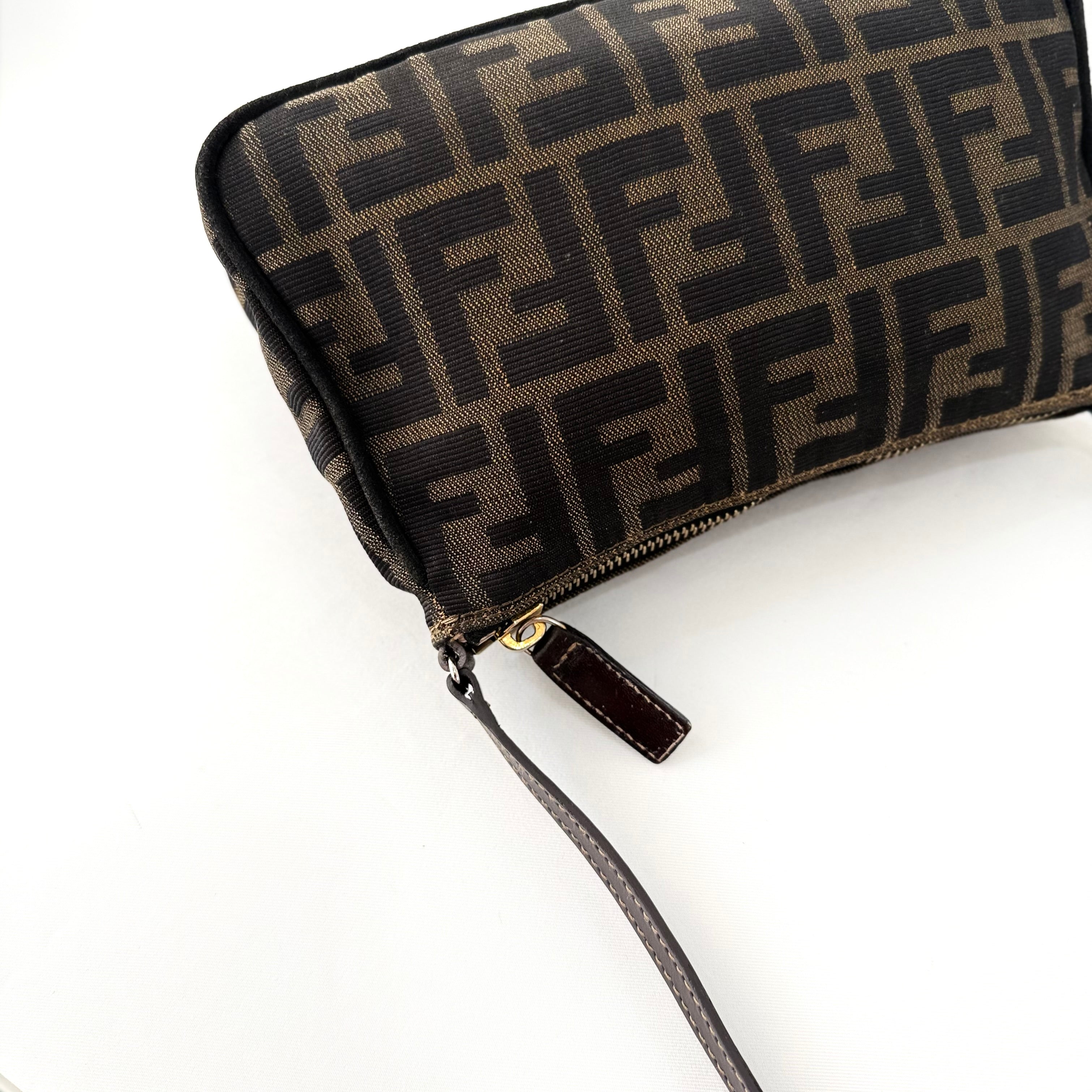 Fendi Tobacco Zucca Print Canvas Mini Pochette