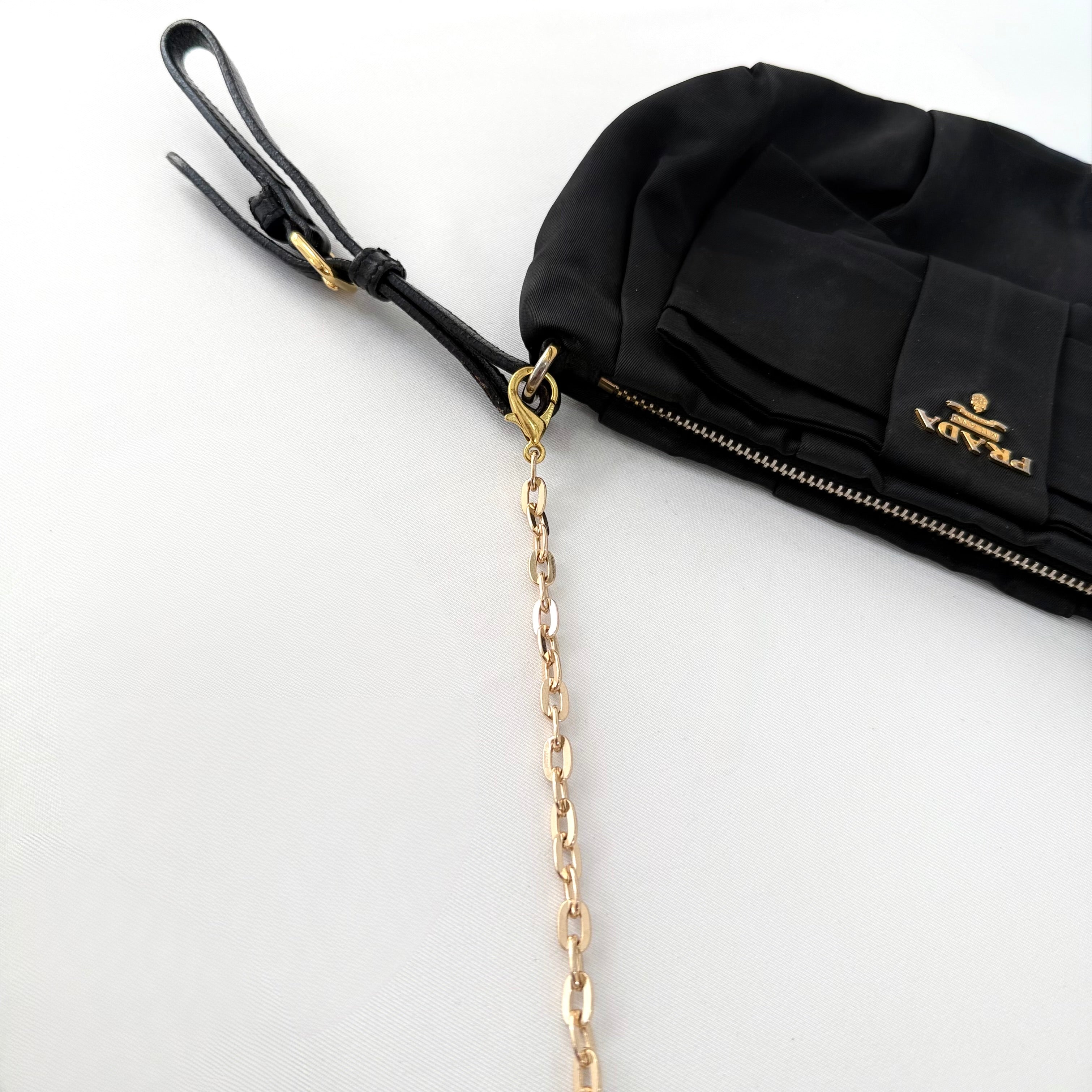Prada Black Tessuto Nylon Bow Clutch Bag