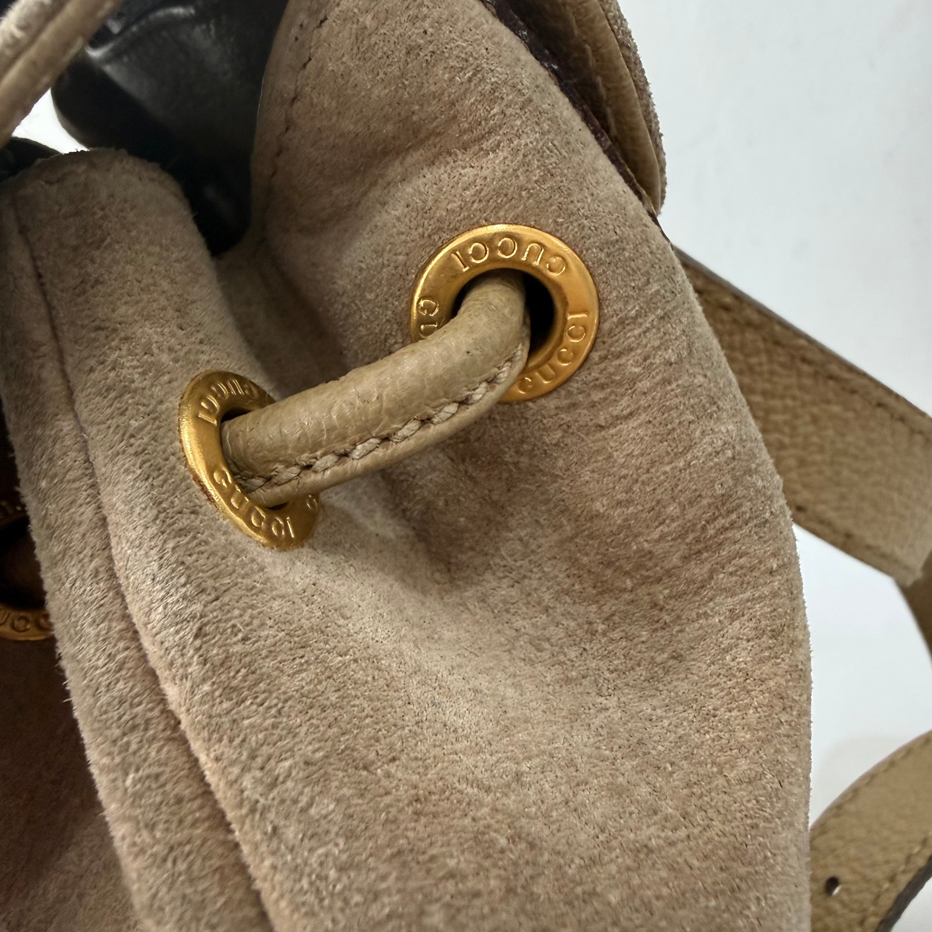 GUCCI Bamboo Backpack Suede Brown