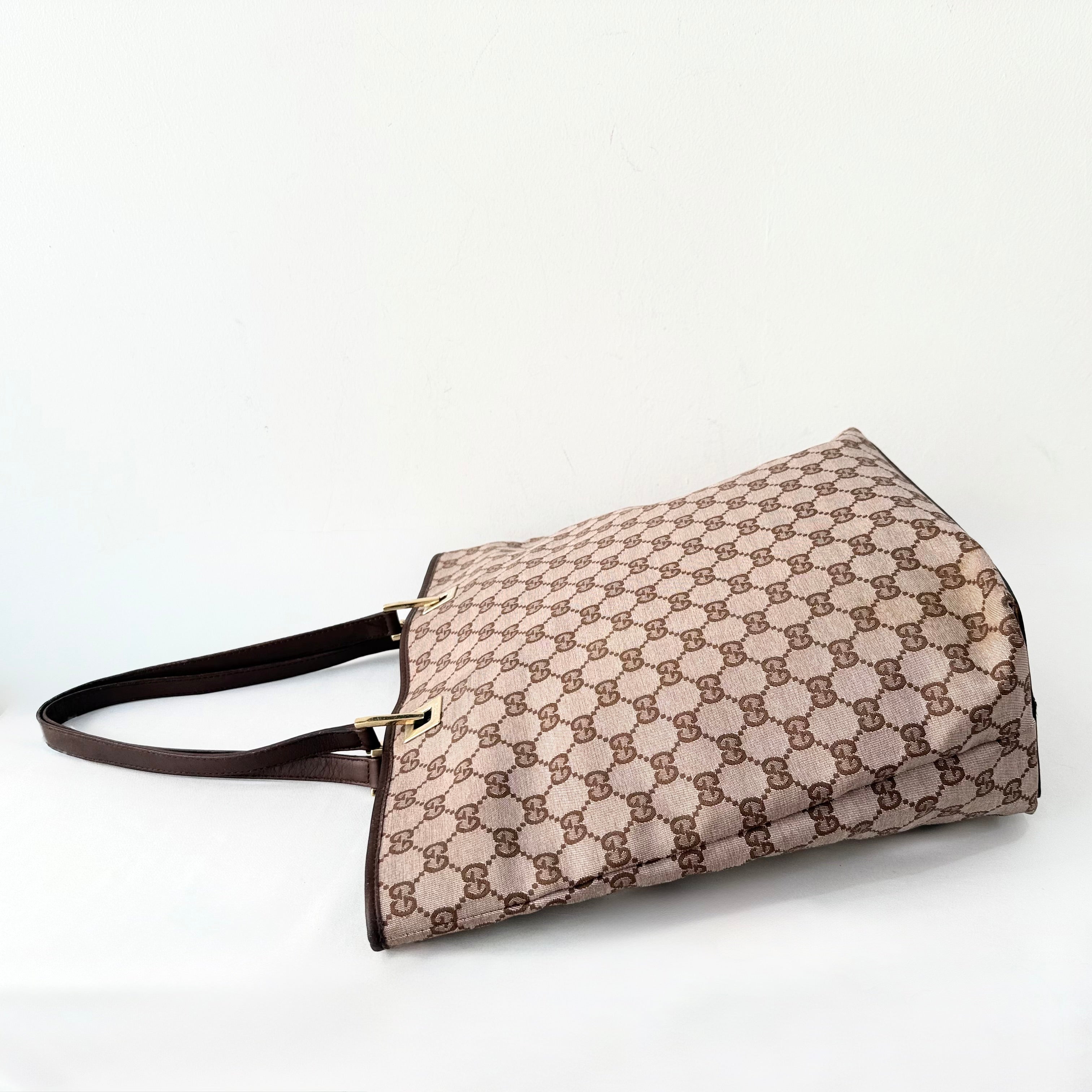 Gucci Brown GG Canvas Web Bucket Tote Bag